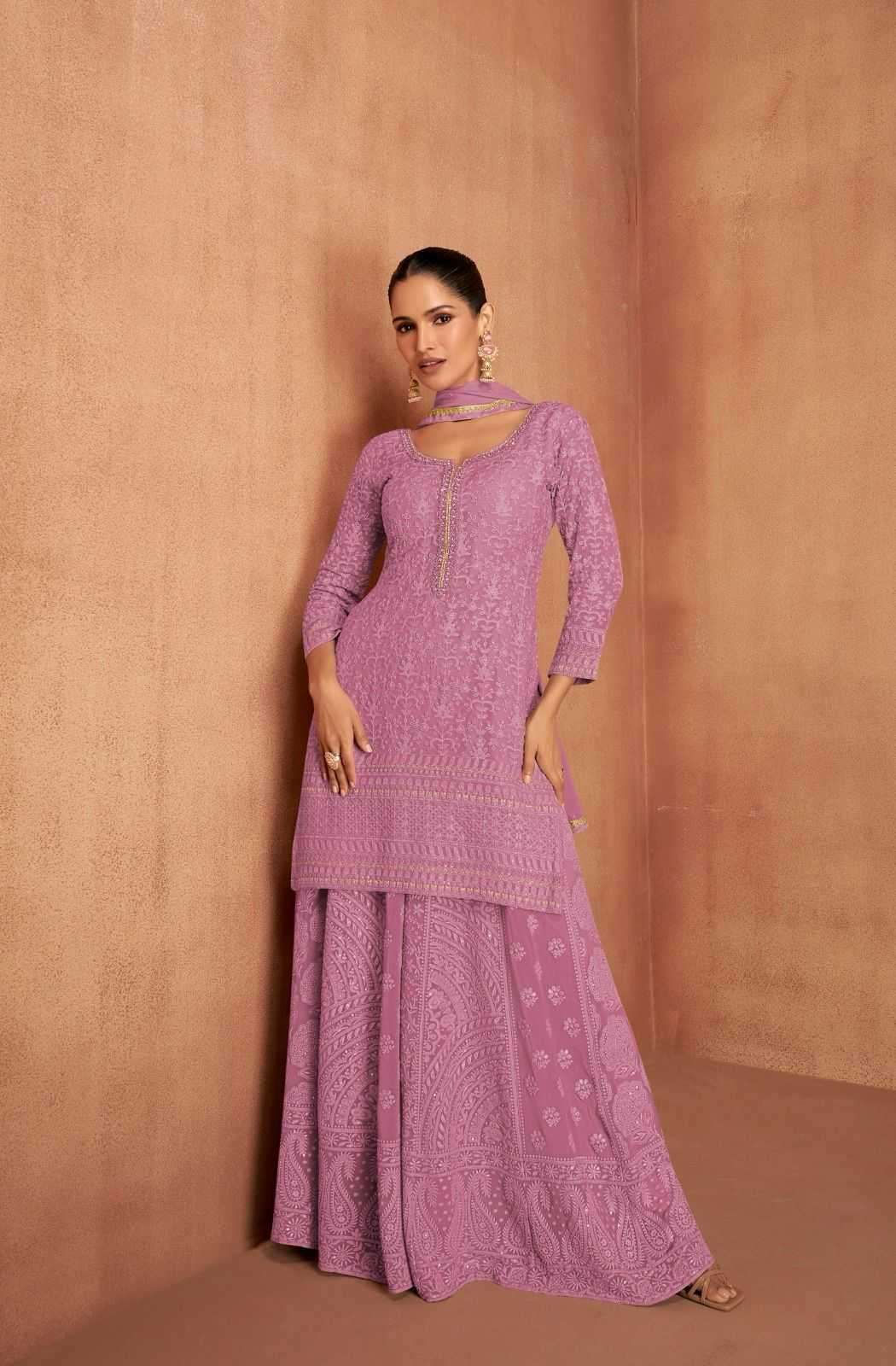 GULKAYRA DESIGNER PRESENTS MANNAT COLOUR ADDITION GEORGETTE FULL STITCH LADIES SUIT CATALOG WHOLESALER AND EXPORTER