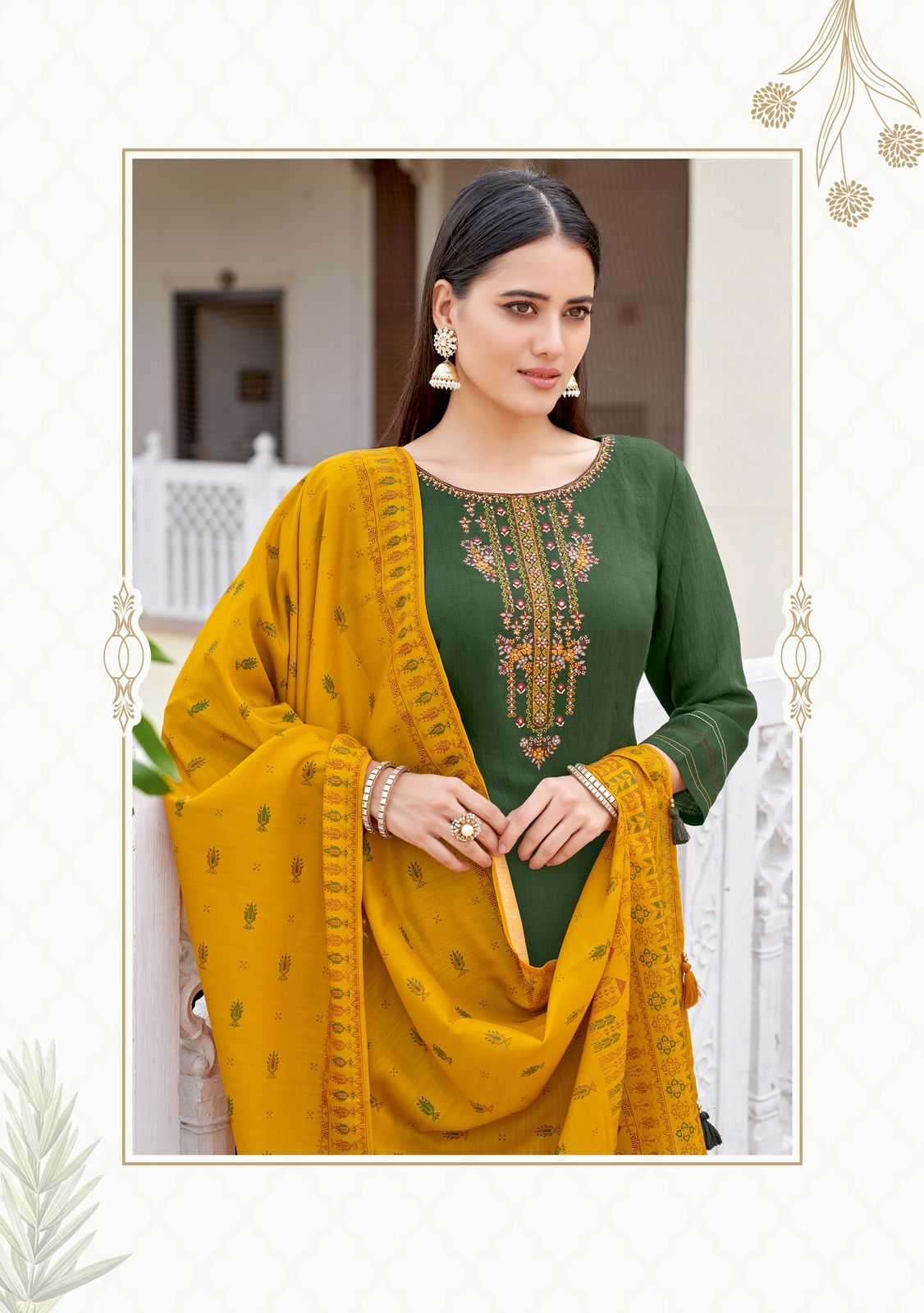 KADLEE PRESENTS SAVERA VOL-2 RAYON THREAD READYMADE PLAZZO STYLE 3PCS DRESS CATALOG WHOLESALER AND EXPORTER 