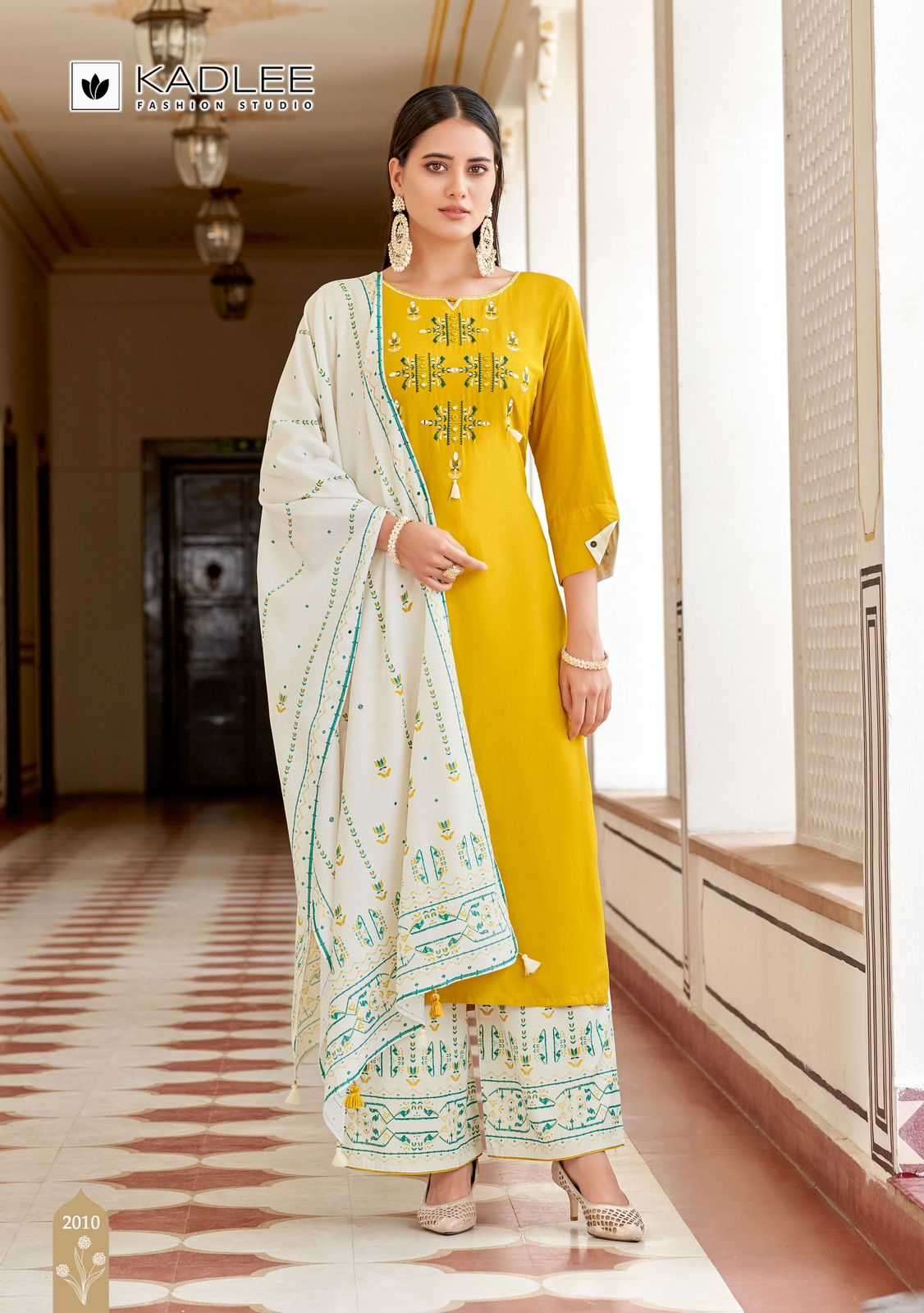 KADLEE PRESENTS SAVERA VOL-2 RAYON THREAD READYMADE PLAZZO STYLE 3PCS DRESS CATALOG WHOLESALER AND EXPORTER 