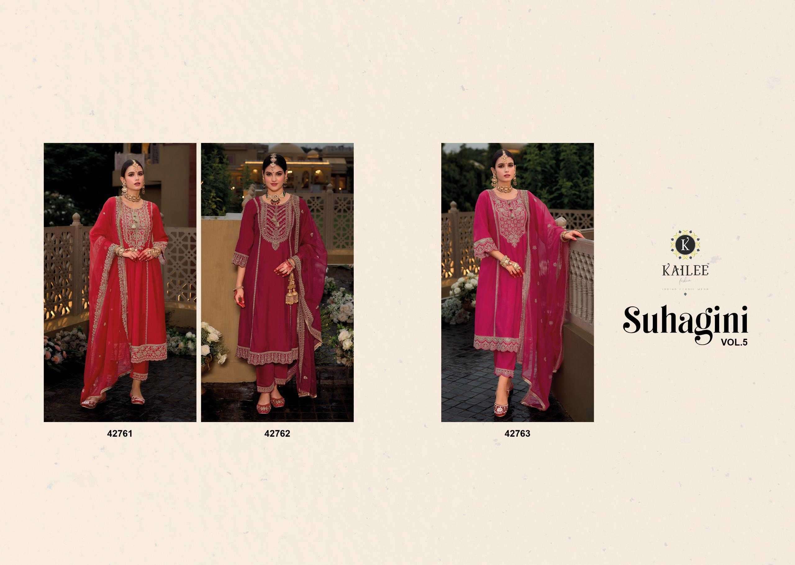 KAILEE FASHION PRESENT SUHAGINI VOL-5 VISCOSE SILK READYMADE PARTY WEAR 3PCS SUIT CATALOG WHOLOESALER AND EXPORTER 