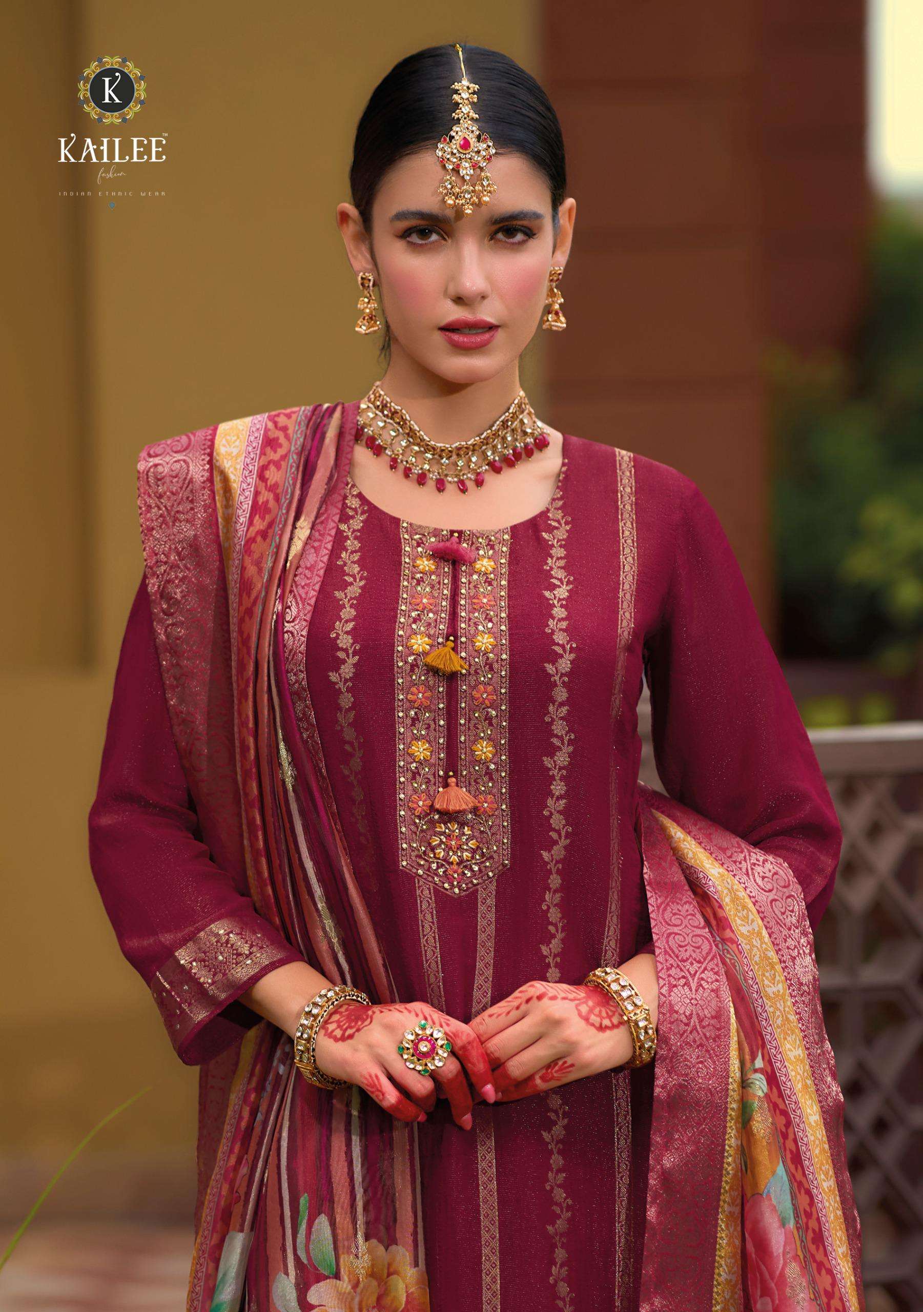 KAILEE FASHION PRESENTS PEARL READYMADE VISCOSE SILK KURTI BOTTOM DUPATTA FOR FESTIVE WEAR CATALOG WHOLESALER AND EXPORTER 