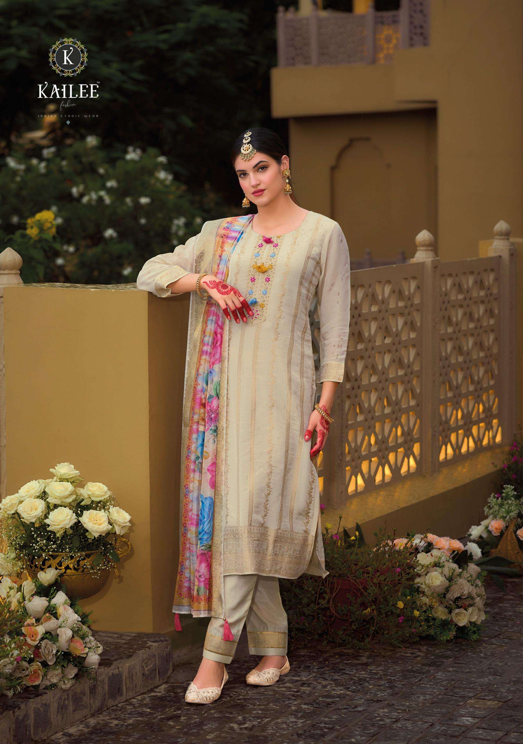 KAILEE FASHION PRESENTS PEARL READYMADE VISCOSE SILK KURTI BOTTOM DUPATTA FOR FESTIVE WEAR CATALOG WHOLESALER AND EXPORTER 