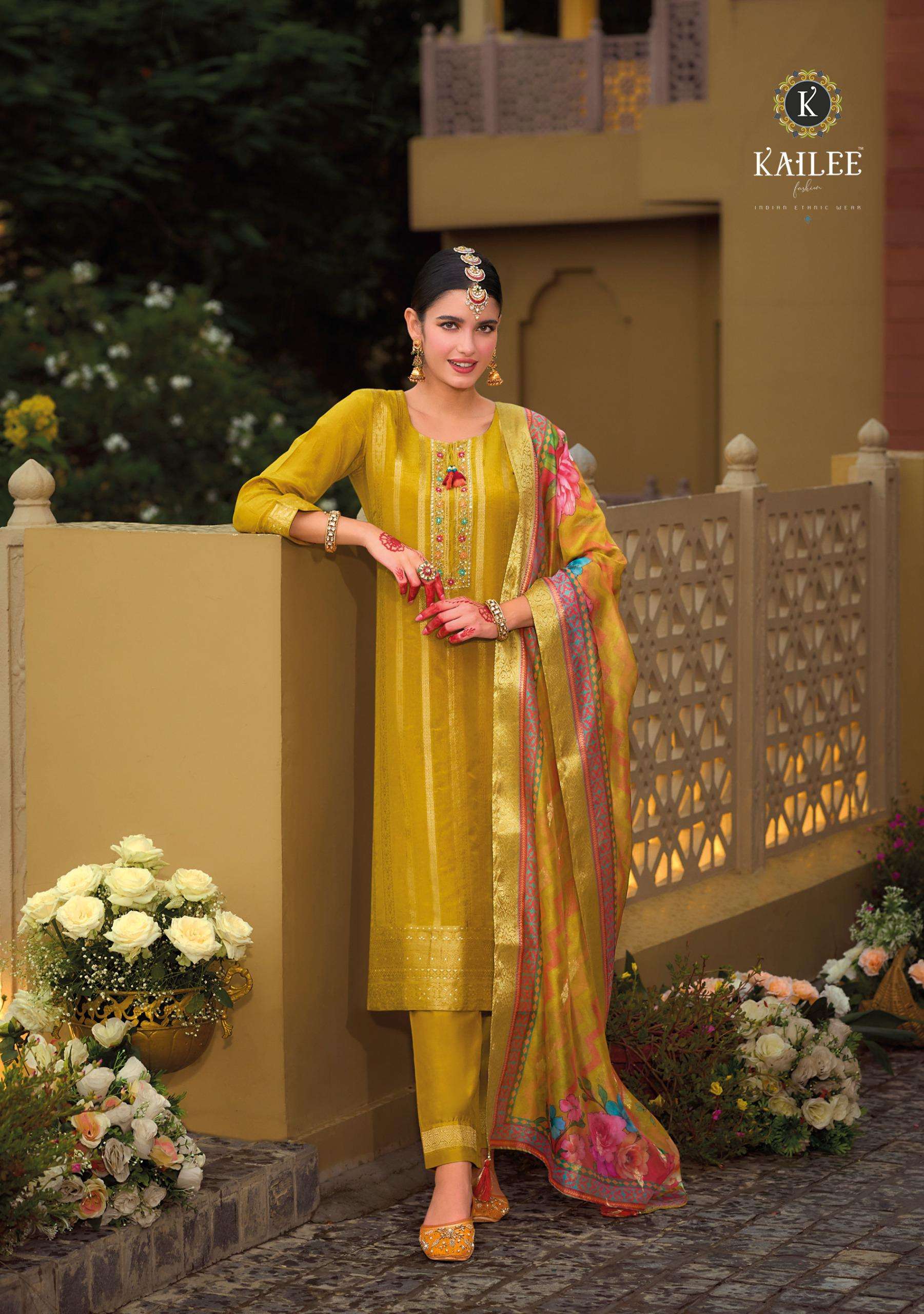 KAILEE FASHION PRESENTS PEARL READYMADE VISCOSE SILK KURTI BOTTOM DUPATTA FOR FESTIVE WEAR CATALOG WHOLESALER AND EXPORTER 