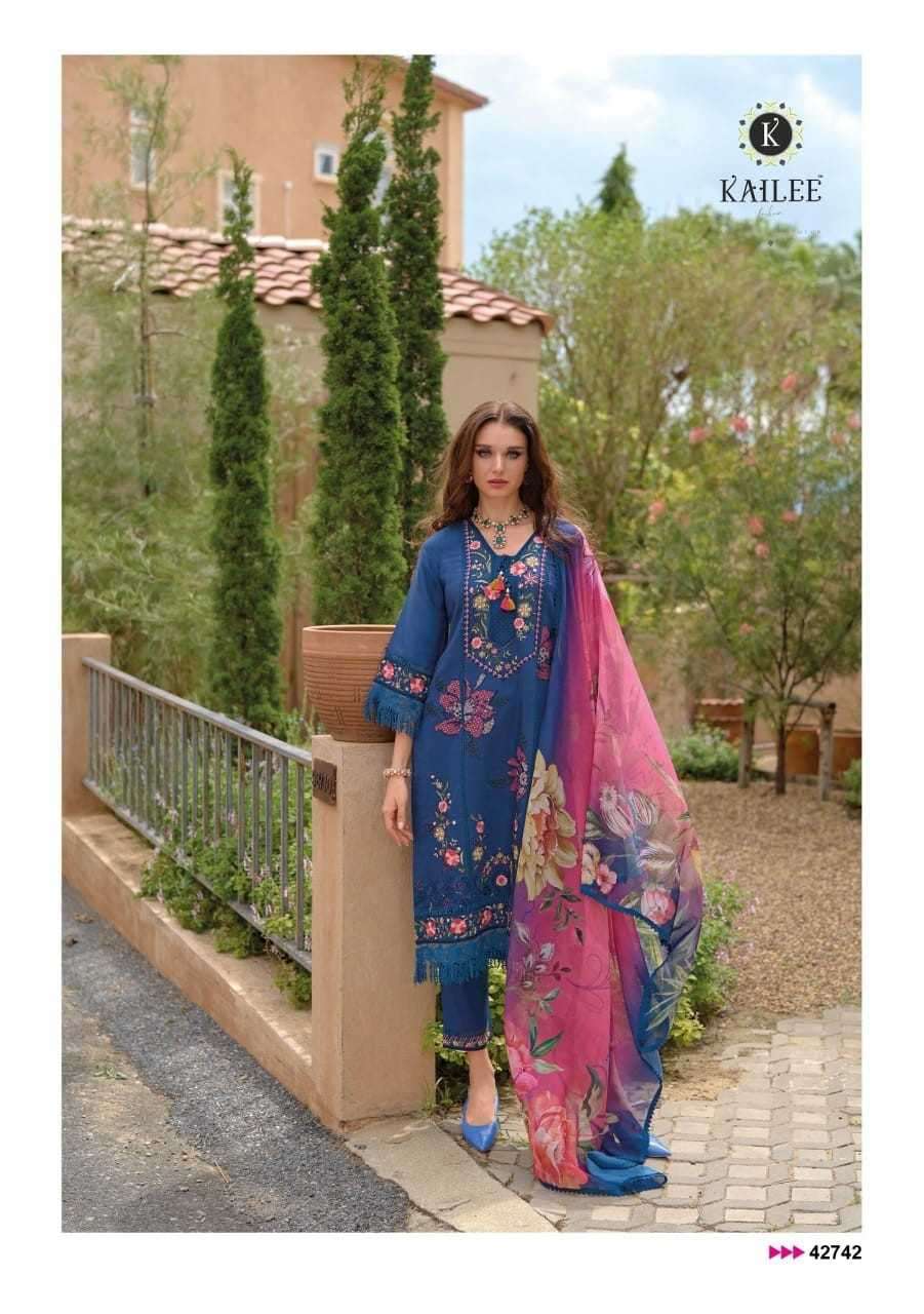 KAILEE FASHION PRESENTS SIFAARA VOL-2 VISCOSE MUSLIN FULL STITCH PARTY WEAR SUIT CATALOG WHOLESALER AND EXPORTER 