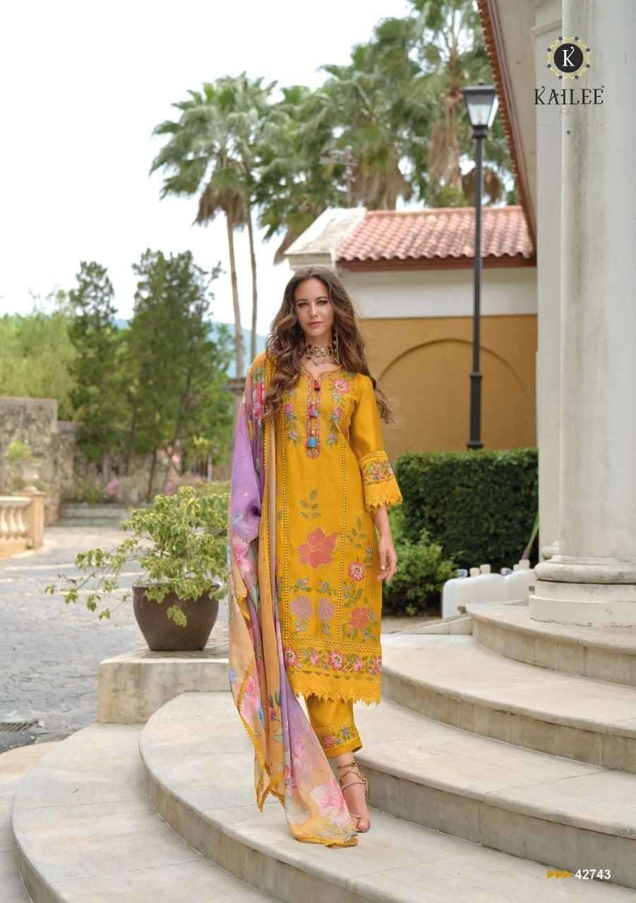 KAILEE FASHION PRESENTS SIFAARA VOL-2 VISCOSE MUSLIN FULL STITCH PARTY WEAR SUIT CATALOG WHOLESALER AND EXPORTER 