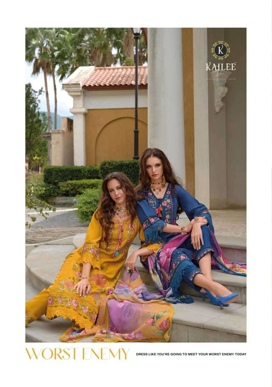 KAILEE FASHION PRESENTS SIFAARA VOL-2 VISCOSE MUSLIN FULL STITCH PARTY WEAR SUIT CATALOG WHOLESALER AND EXPORTER 