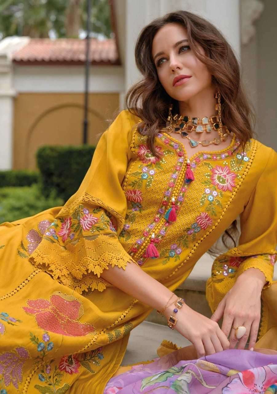 KAILEE FASHION PRESENTS SIFAARA VOL-2 VISCOSE MUSLIN FULL STITCH PARTY WEAR SUIT CATALOG WHOLESALER AND EXPORTER 