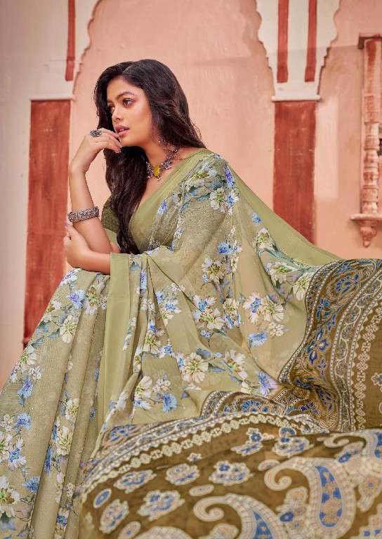 Kashvi Presents Amrapali Vol-2 Wholesale Chiffon Satin Patta Sarees Catalog Wholesaler And Exporter 