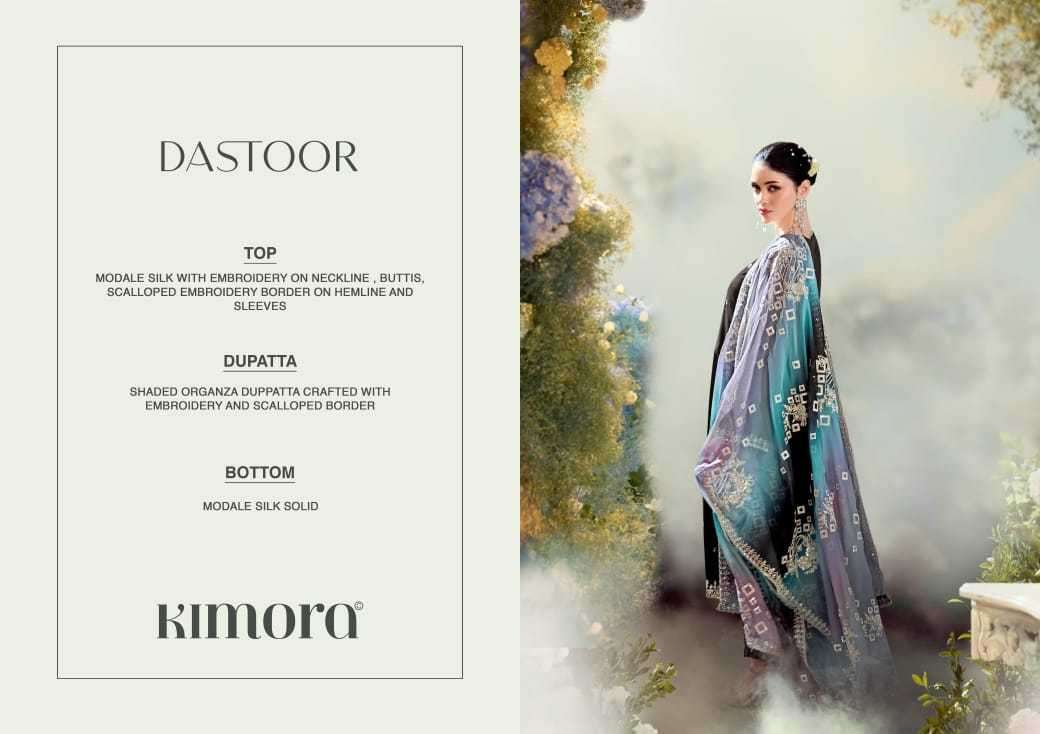 KIMORA PRESENTS DASTOOR VOL-50 2201-2206 MODAL SILK DESIGNER SUITS CATALOG WHOLESALER AND EXPORTER 