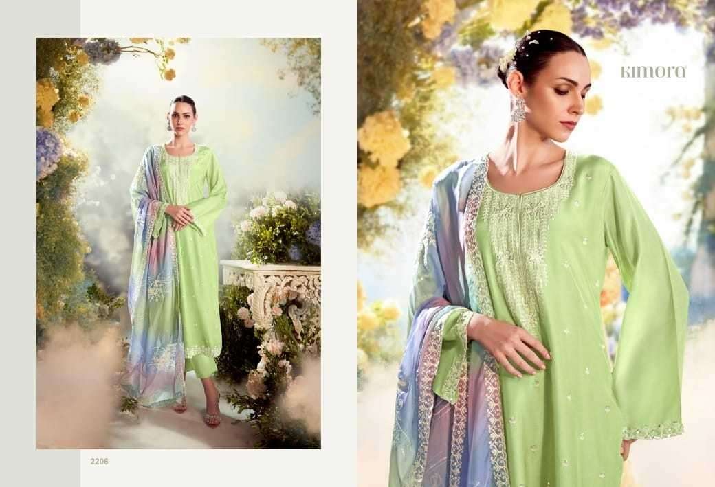 KIMORA PRESENTS DASTOOR VOL-50 2201-2206 MODAL SILK DESIGNER SUITS CATALOG WHOLESALER AND EXPORTER 