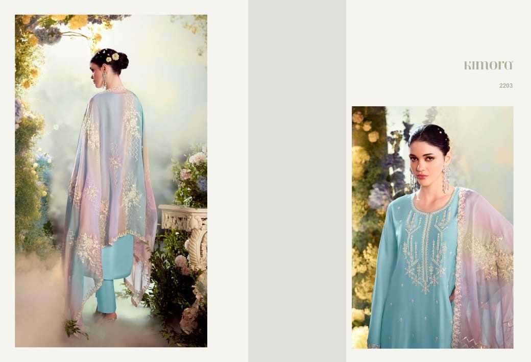 KIMORA PRESENTS DASTOOR VOL-50 2201-2206 MODAL SILK DESIGNER SUITS CATALOG WHOLESALER AND EXPORTER 