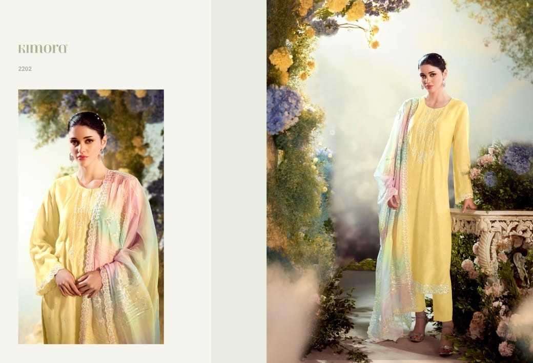 KIMORA PRESENTS DASTOOR VOL-50 2201-2206 MODAL SILK DESIGNER SUITS CATALOG WHOLESALER AND EXPORTER 