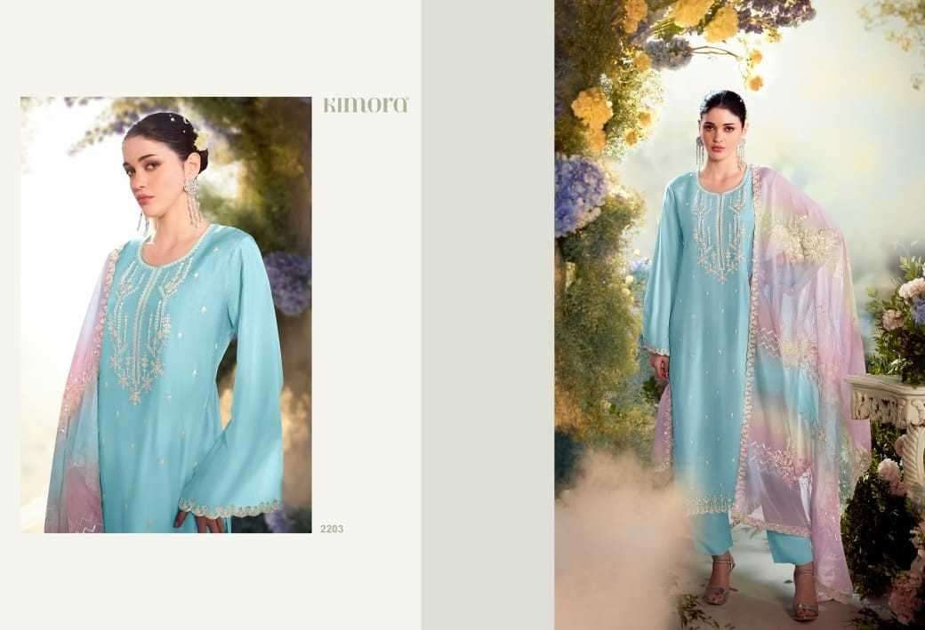 KIMORA PRESENTS DASTOOR VOL-50 2201-2206 MODAL SILK DESIGNER SUITS CATALOG WHOLESALER AND EXPORTER 