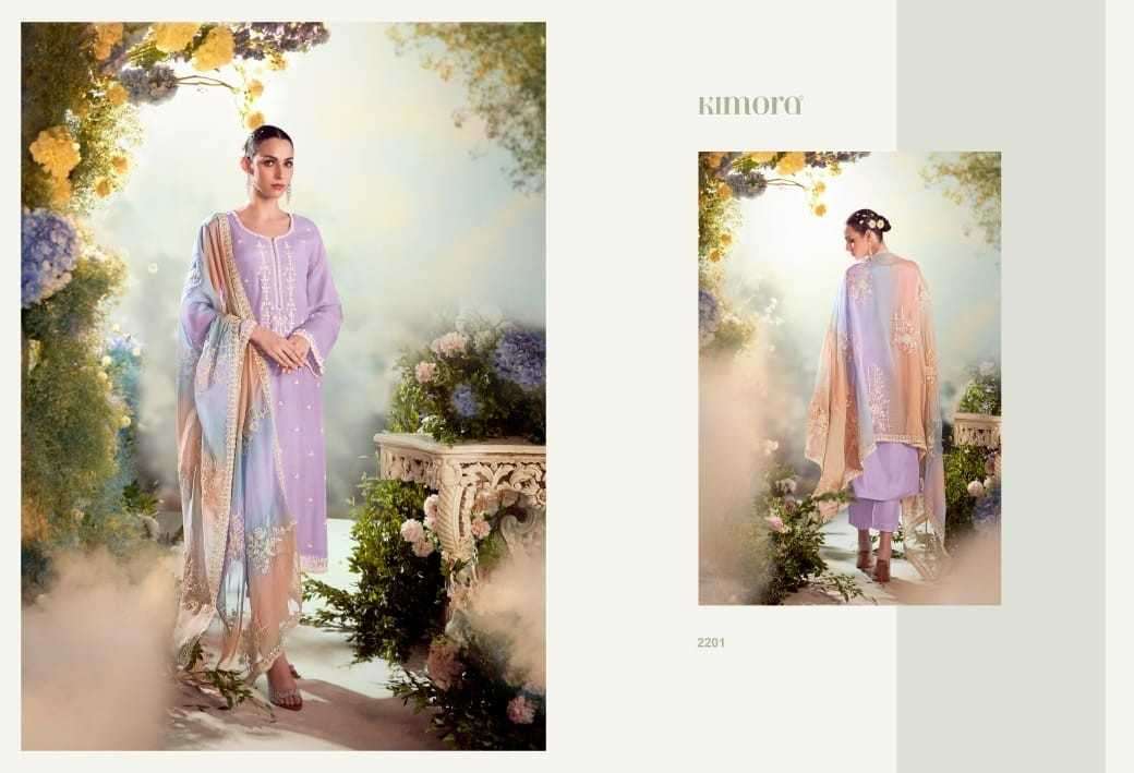 KIMORA PRESENTS DASTOOR VOL-50 2201-2206 MODAL SILK DESIGNER SUITS CATALOG WHOLESALER AND EXPORTER 