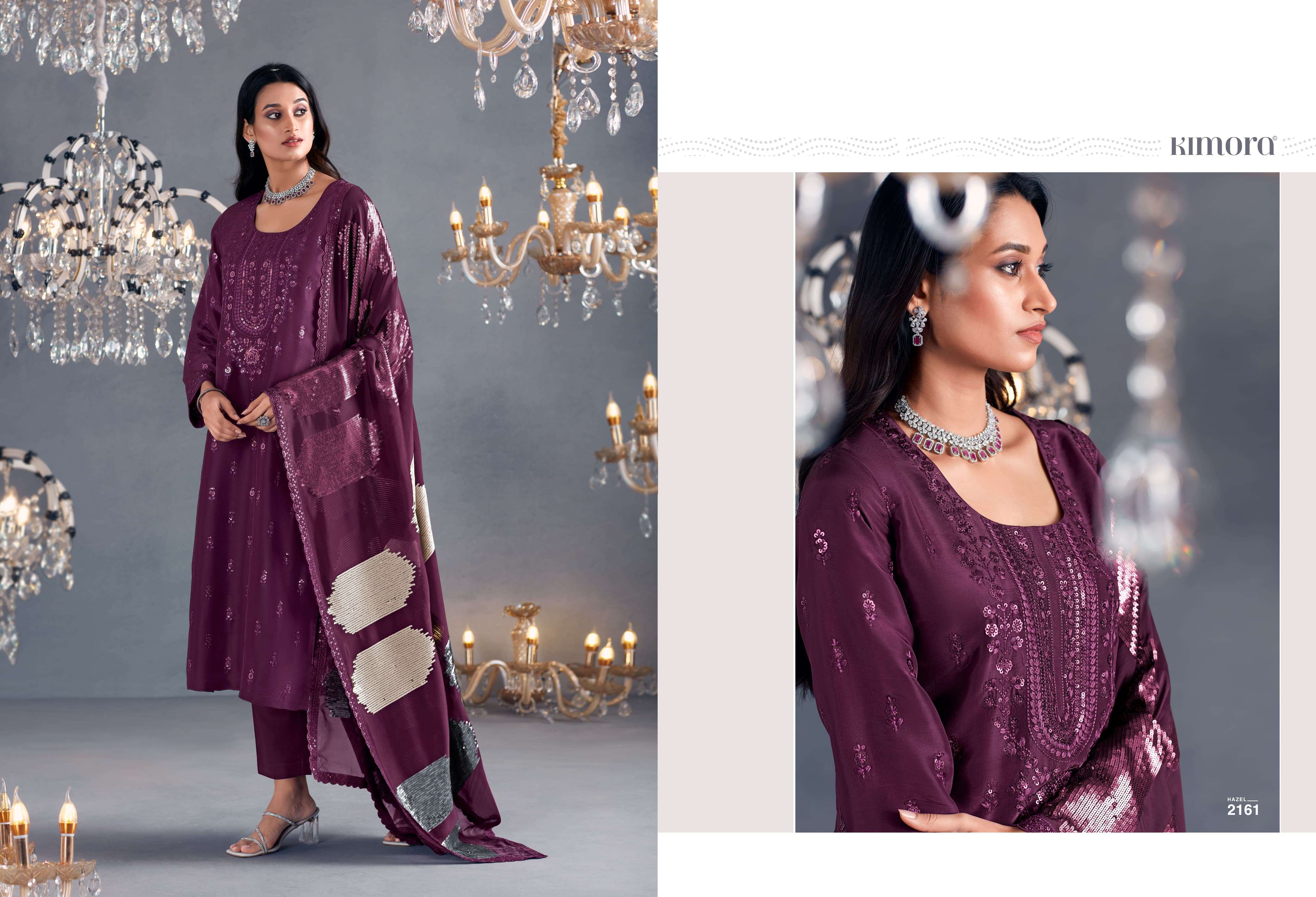 KIMORA PRESENTS HAZEL DESINGER PARTYEWEAR RUSSIAN SILK SALWAR SUITS CATALOG WHOLESALER AND EXPORTER IN SURAT