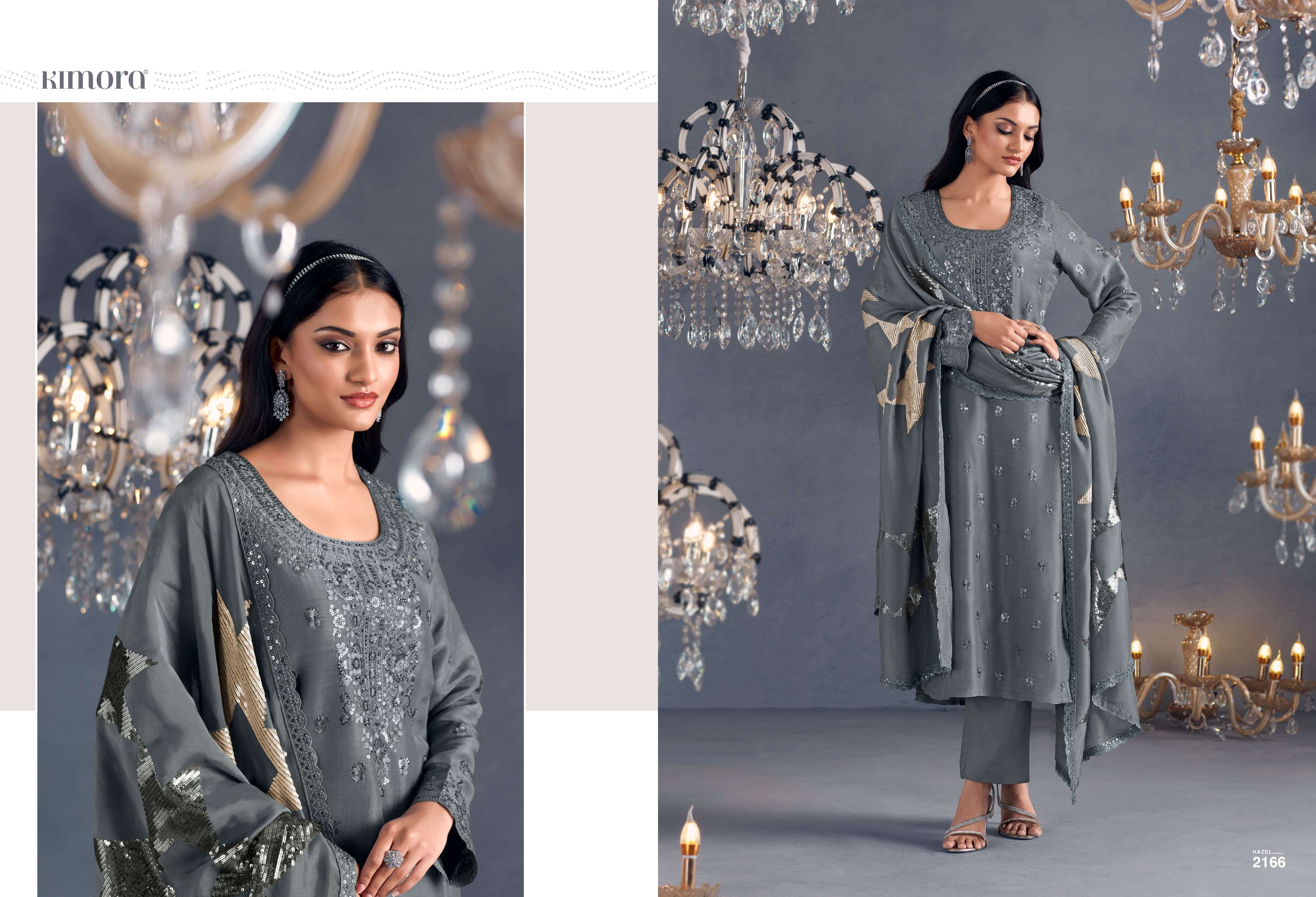 KIMORA PRESENTS HAZEL DESINGER PARTYEWEAR RUSSIAN SILK SALWAR SUITS CATALOG WHOLESALER AND EXPORTER IN SURAT