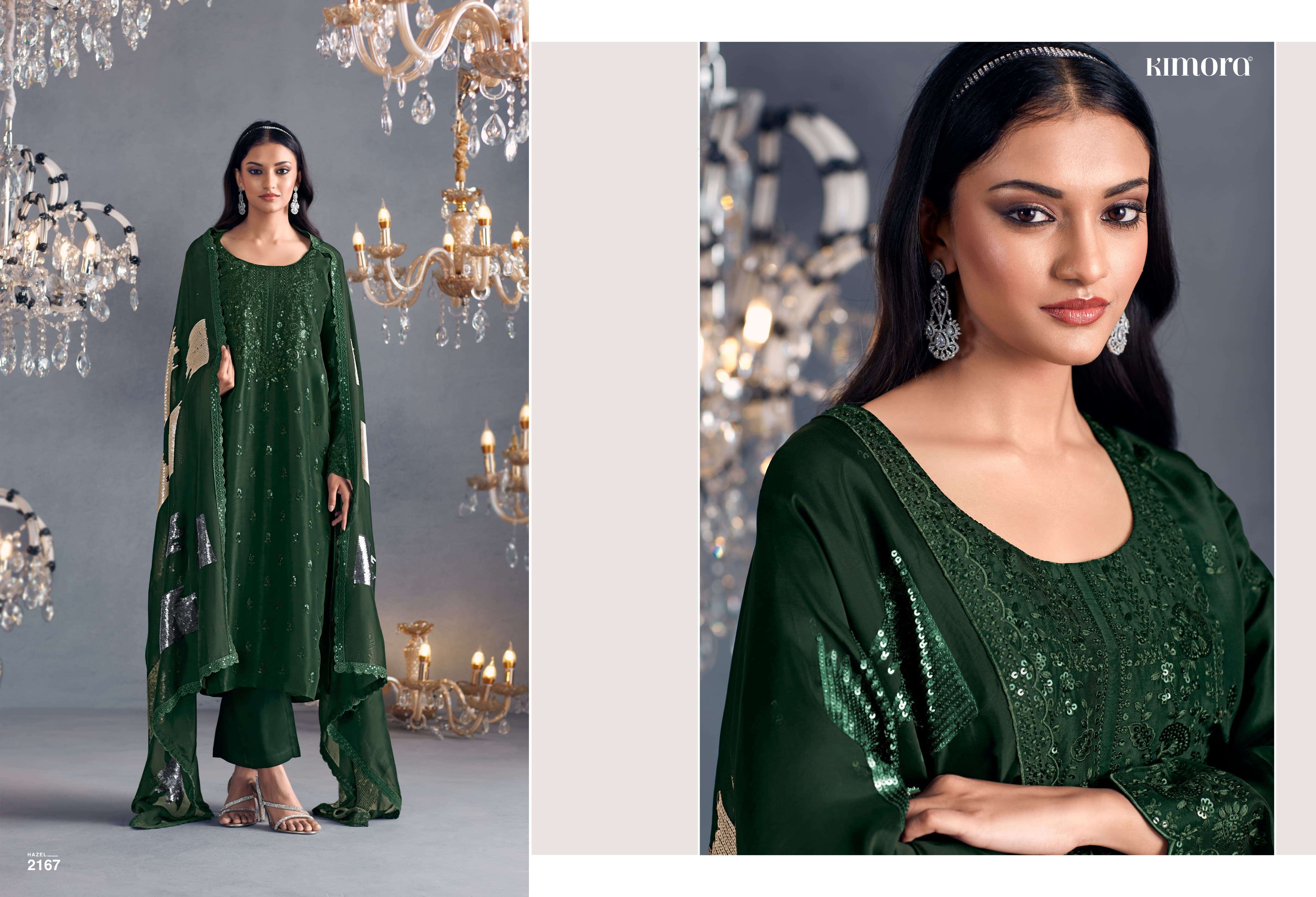 KIMORA PRESENTS HAZEL DESINGER PARTYEWEAR RUSSIAN SILK SALWAR SUITS CATALOG WHOLESALER AND EXPORTER IN SURAT