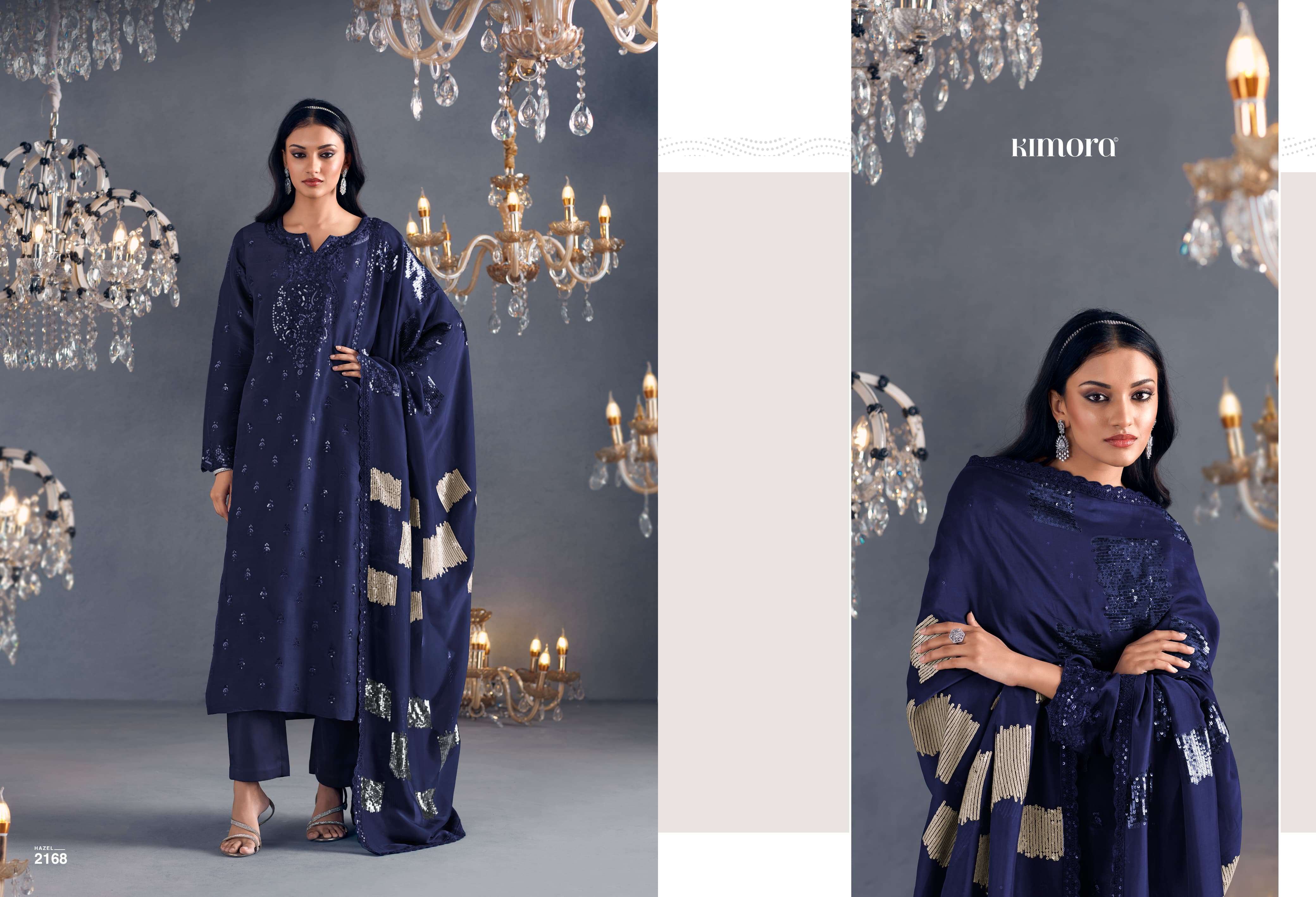 KIMORA PRESENTS HAZEL DESINGER PARTYEWEAR RUSSIAN SILK SALWAR SUITS CATALOG WHOLESALER AND EXPORTER IN SURAT