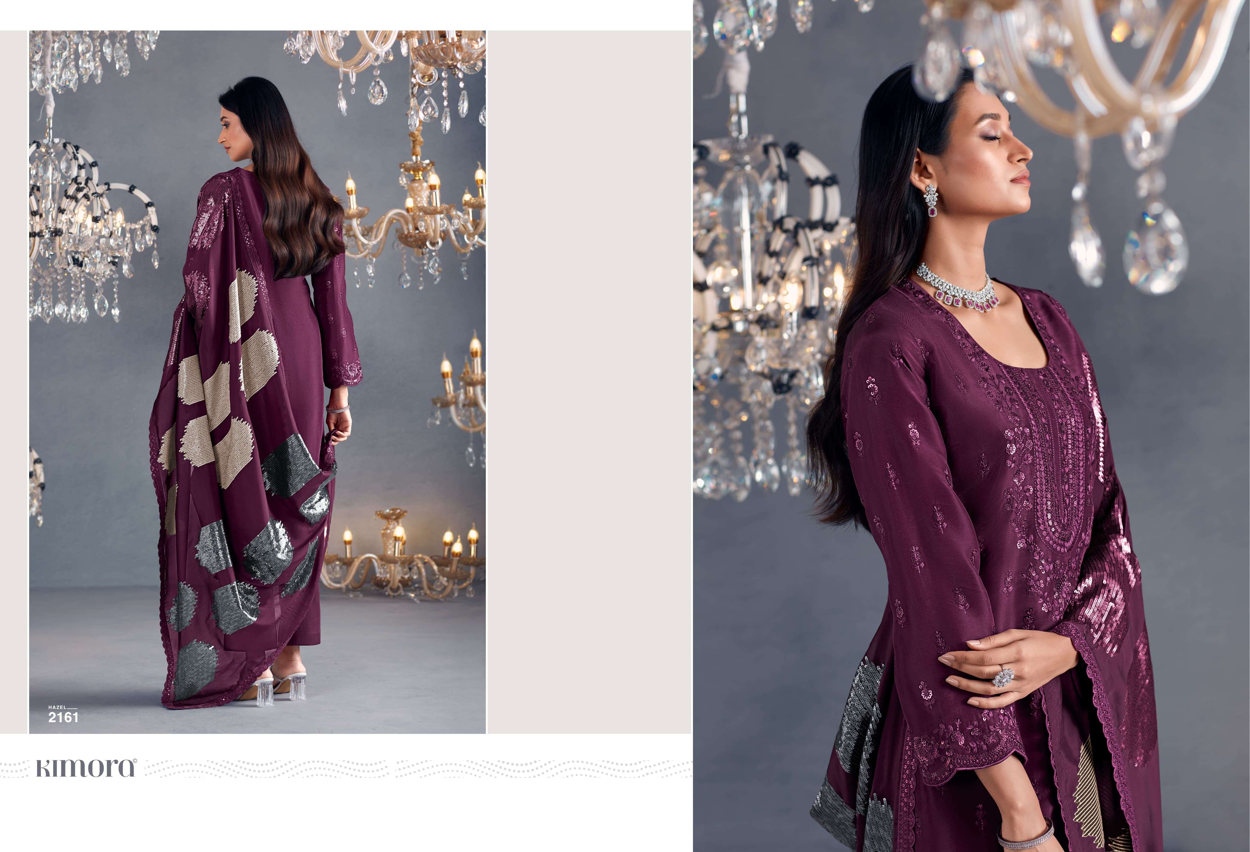 KIMORA PRESENTS HAZEL DESINGER PARTYEWEAR RUSSIAN SILK SALWAR SUITS CATALOG WHOLESALER AND EXPORTER IN SURAT