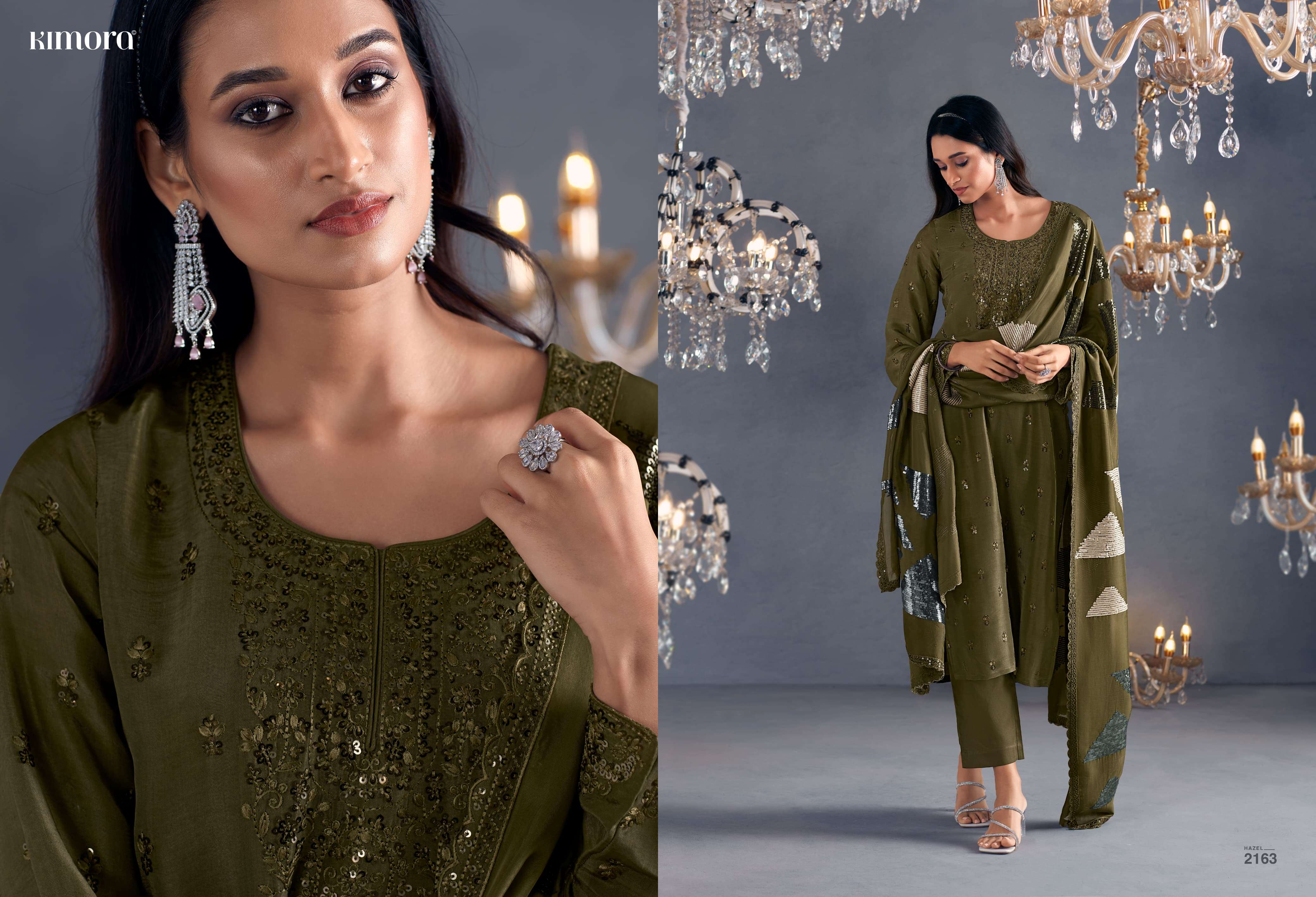 KIMORA PRESENTS HAZEL DESINGER PARTYEWEAR RUSSIAN SILK SALWAR SUITS CATALOG WHOLESALER AND EXPORTER IN SURAT