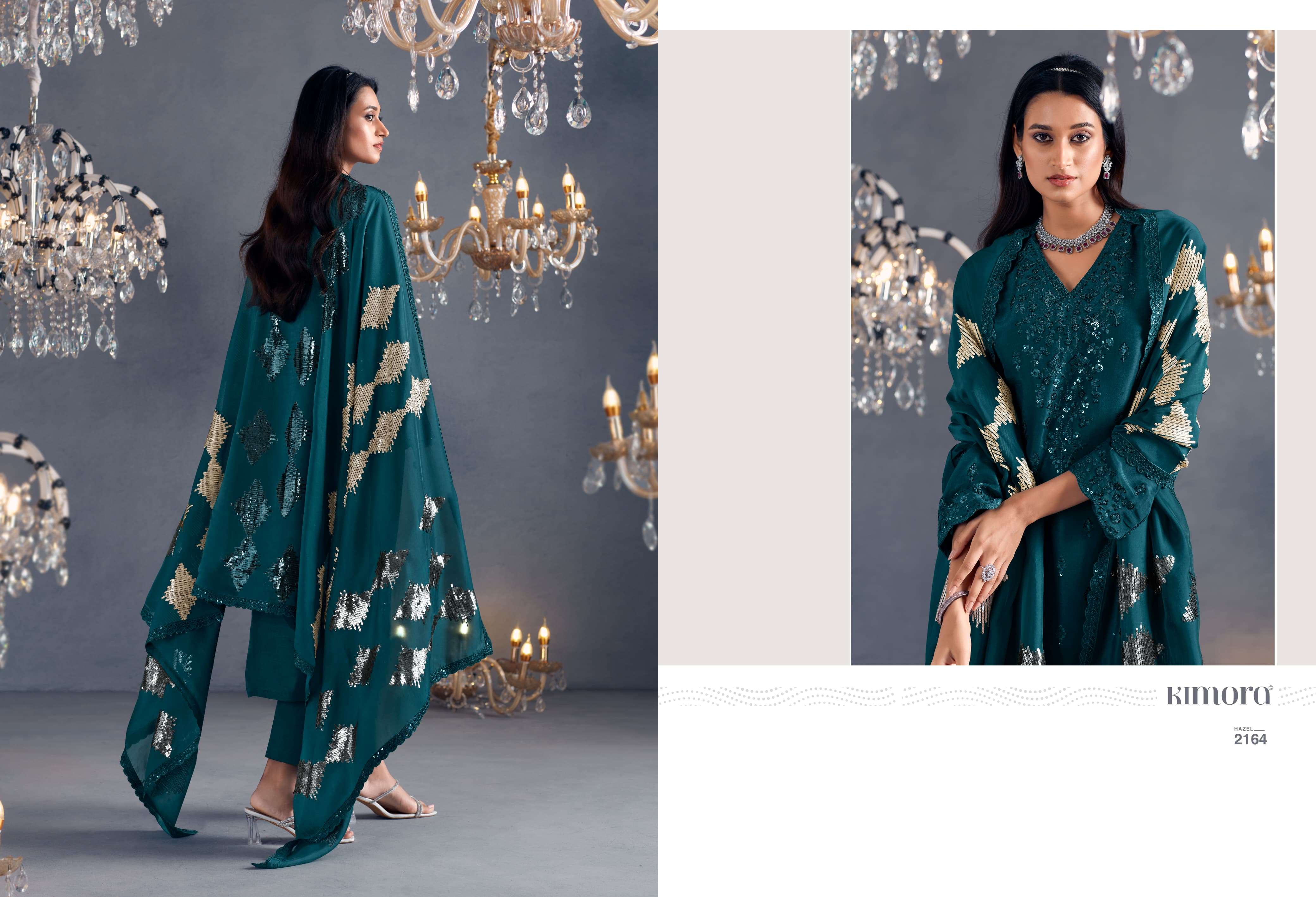 KIMORA PRESENTS HAZEL DESINGER PARTYEWEAR RUSSIAN SILK SALWAR SUITS CATALOG WHOLESALER AND EXPORTER IN SURAT