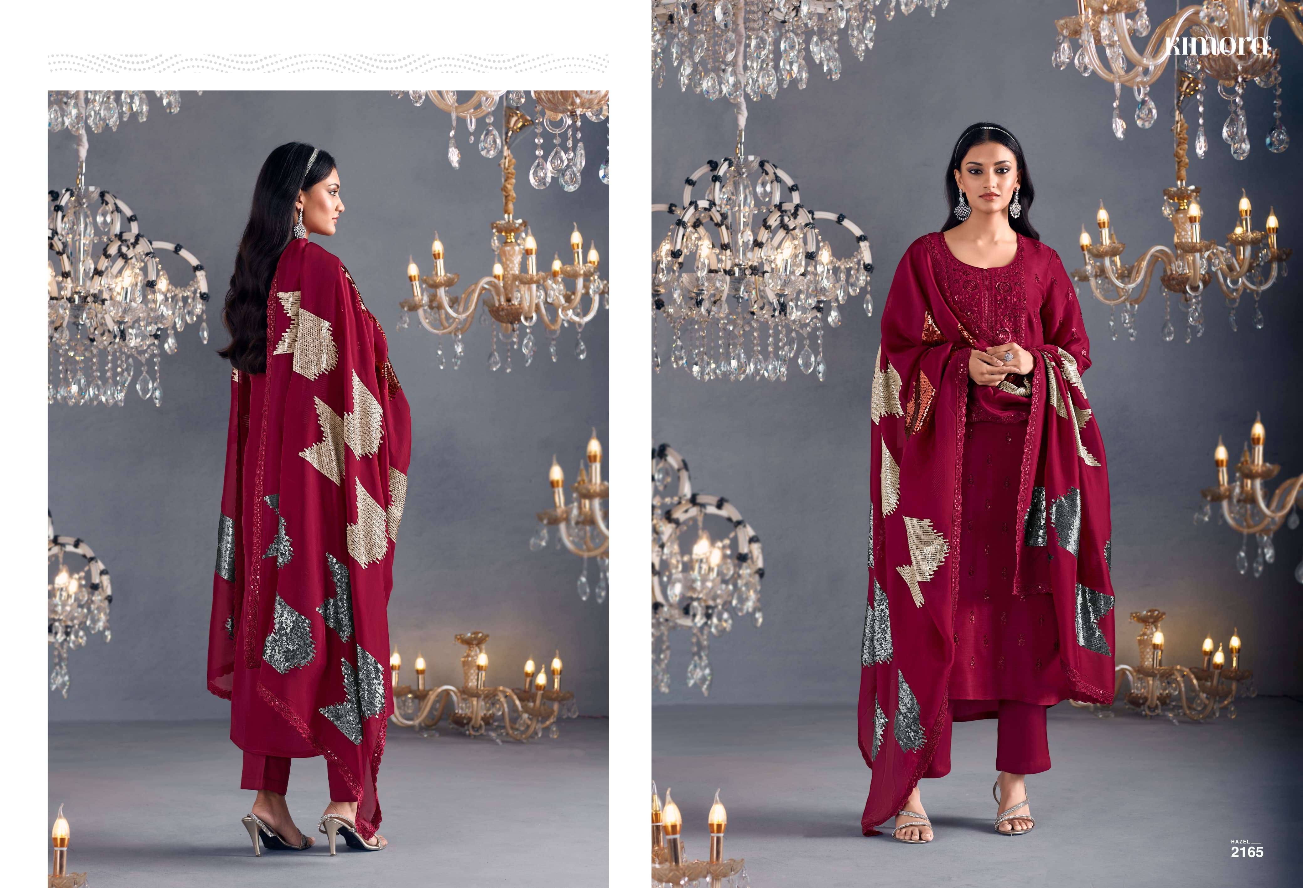KIMORA PRESENTS HAZEL DESINGER PARTYEWEAR RUSSIAN SILK SALWAR SUITS CATALOG WHOLESALER AND EXPORTER IN SURAT