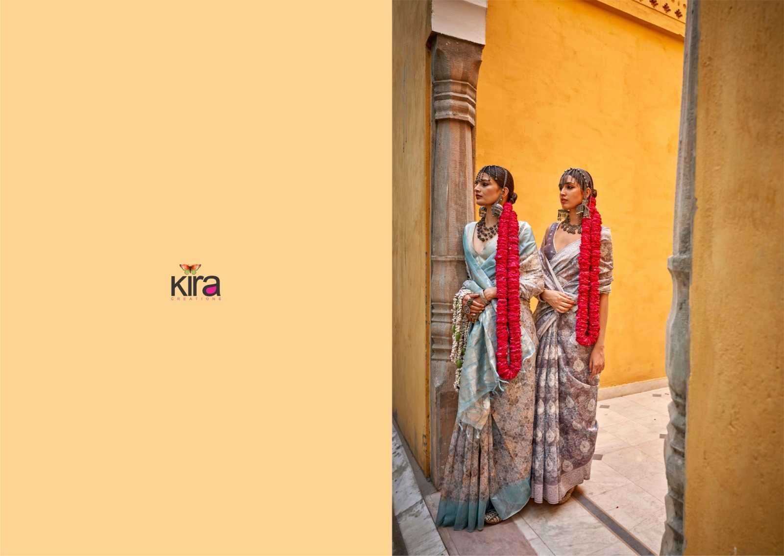 KIRA CREATION PRESENTS KAMALAM LINEN UNIQUE STYLE SAREE FOR WOMEN CATALOG WHOLESALER AND EXPORTER IN SURAT