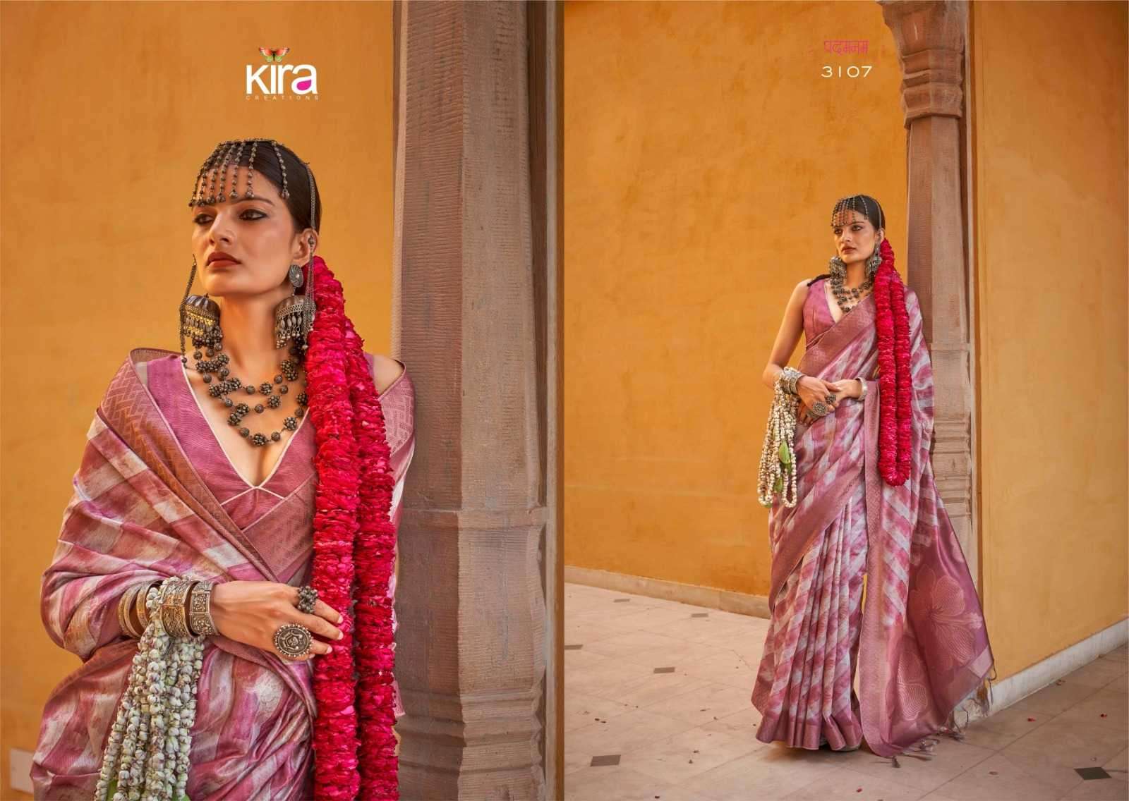 KIRA CREATION PRESENTS KAMALAM LINEN UNIQUE STYLE SAREE FOR WOMEN CATALOG WHOLESALER AND EXPORTER IN SURAT