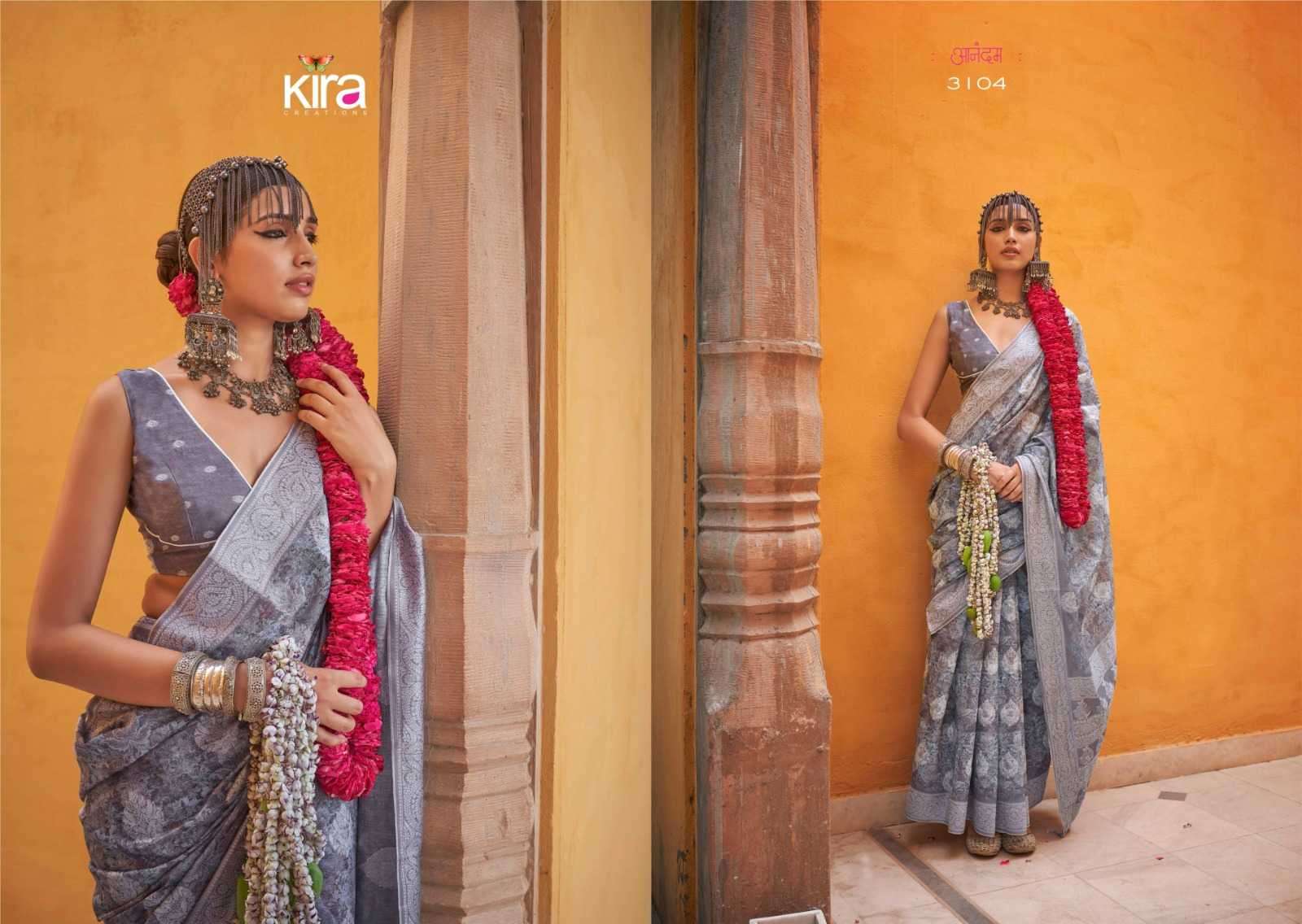 KIRA CREATION PRESENTS KAMALAM LINEN UNIQUE STYLE SAREE FOR WOMEN CATALOG WHOLESALER AND EXPORTER IN SURAT