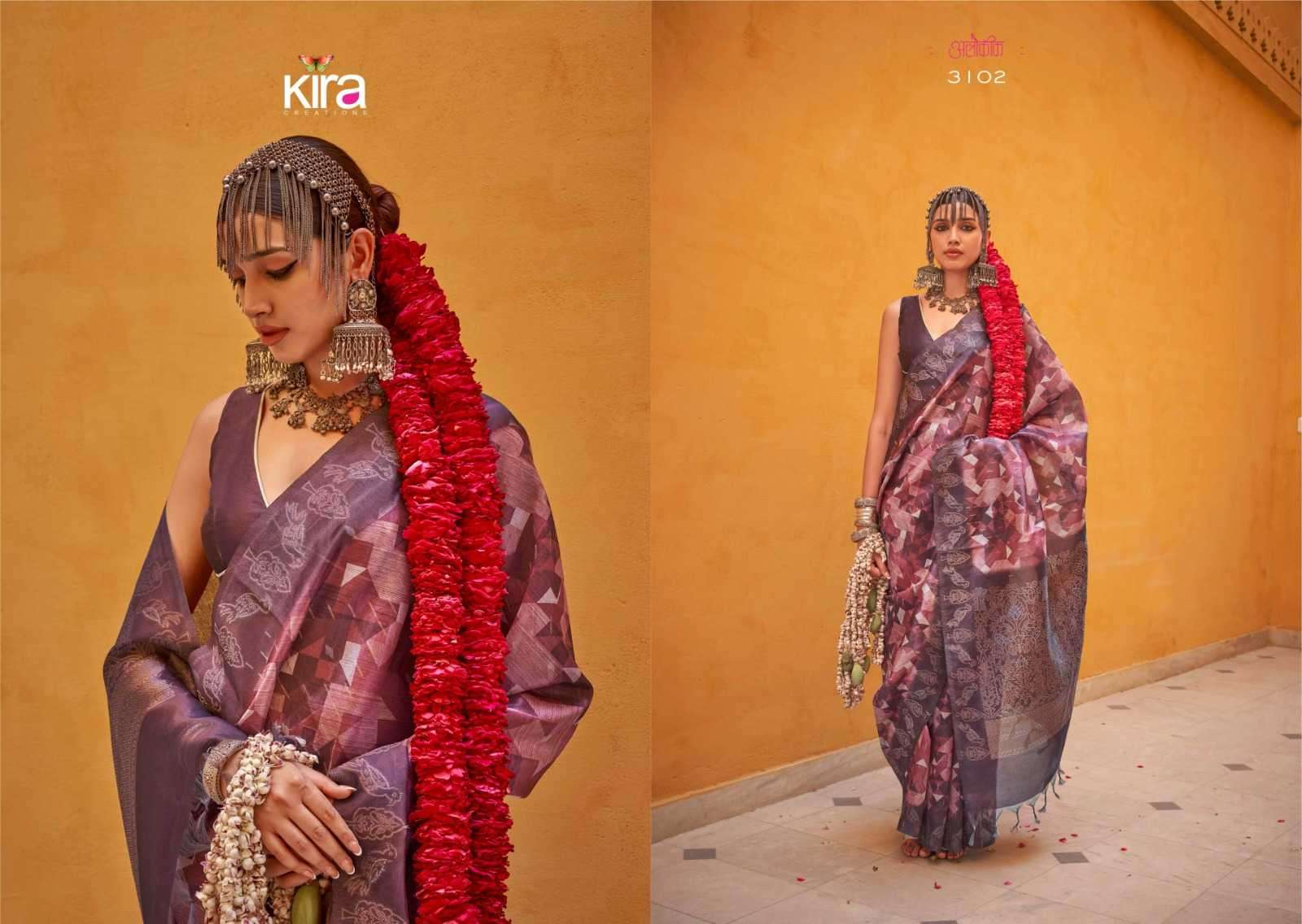 KIRA CREATION PRESENTS KAMALAM LINEN UNIQUE STYLE SAREE FOR WOMEN CATALOG WHOLESALER AND EXPORTER IN SURAT