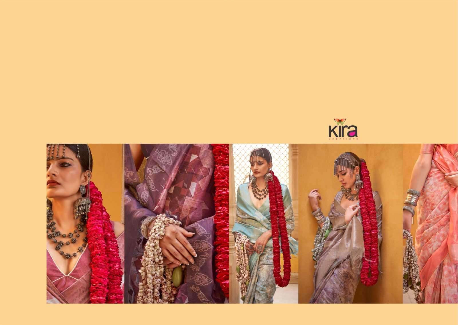 KIRA CREATION PRESENTS KAMALAM LINEN UNIQUE STYLE SAREE FOR WOMEN CATALOG WHOLESALER AND EXPORTER IN SURAT