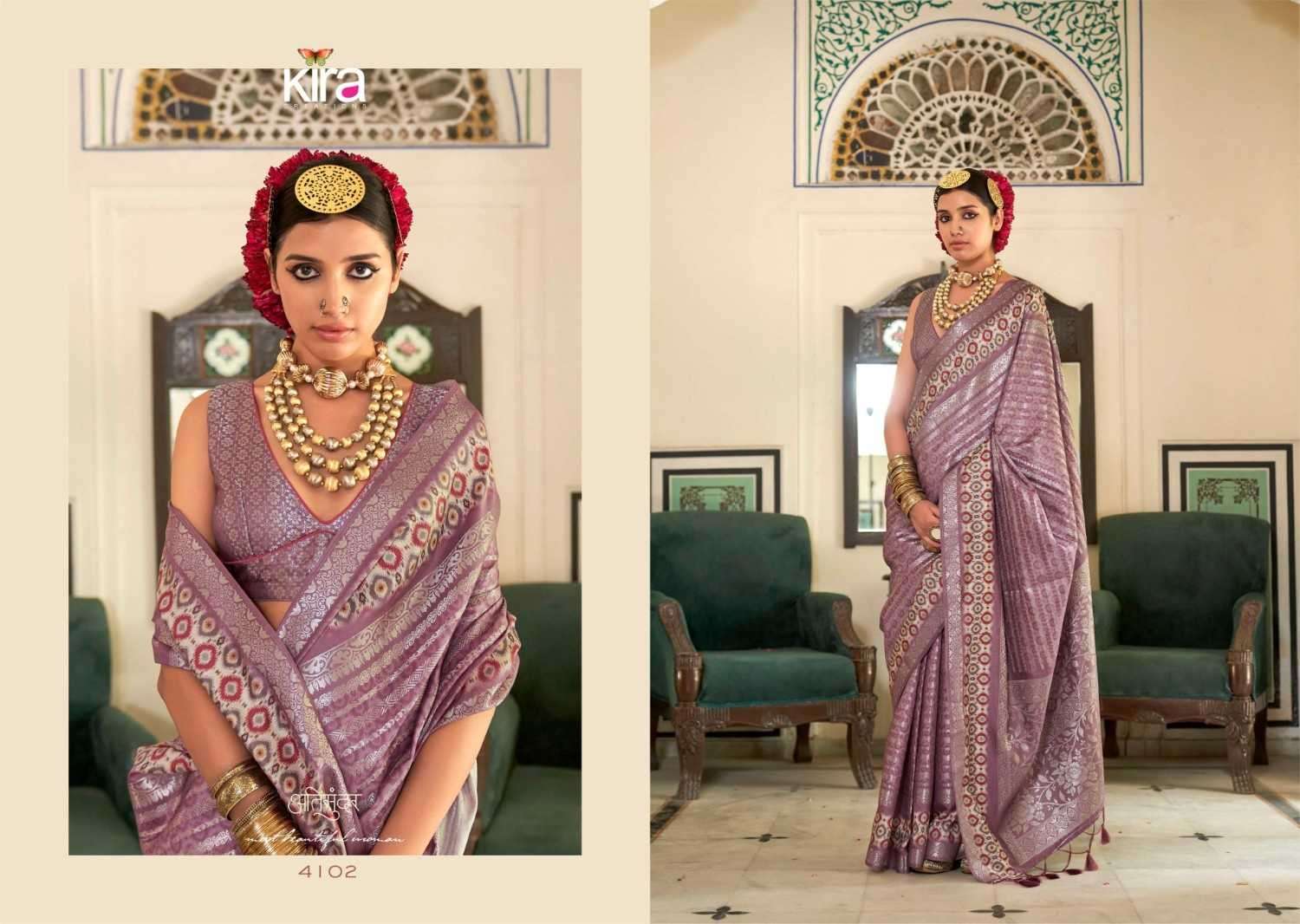 KIRA PRESENTS KAJARI 4101-4107 NEW TRENDY SOFT SILK SAREES CATALOG WHOLESALER AND EXPORTER IN SURAT