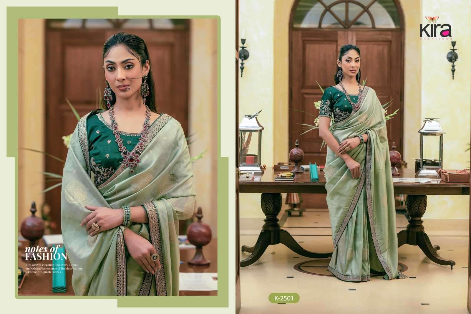 KIRA PRESENTS KHWAHISH 2501-2506 SILK DESIGNER PARTY WEAR SAREE FOR WOMEN CATALOG WHOLESALER AND EXDPRTER IN SURAT