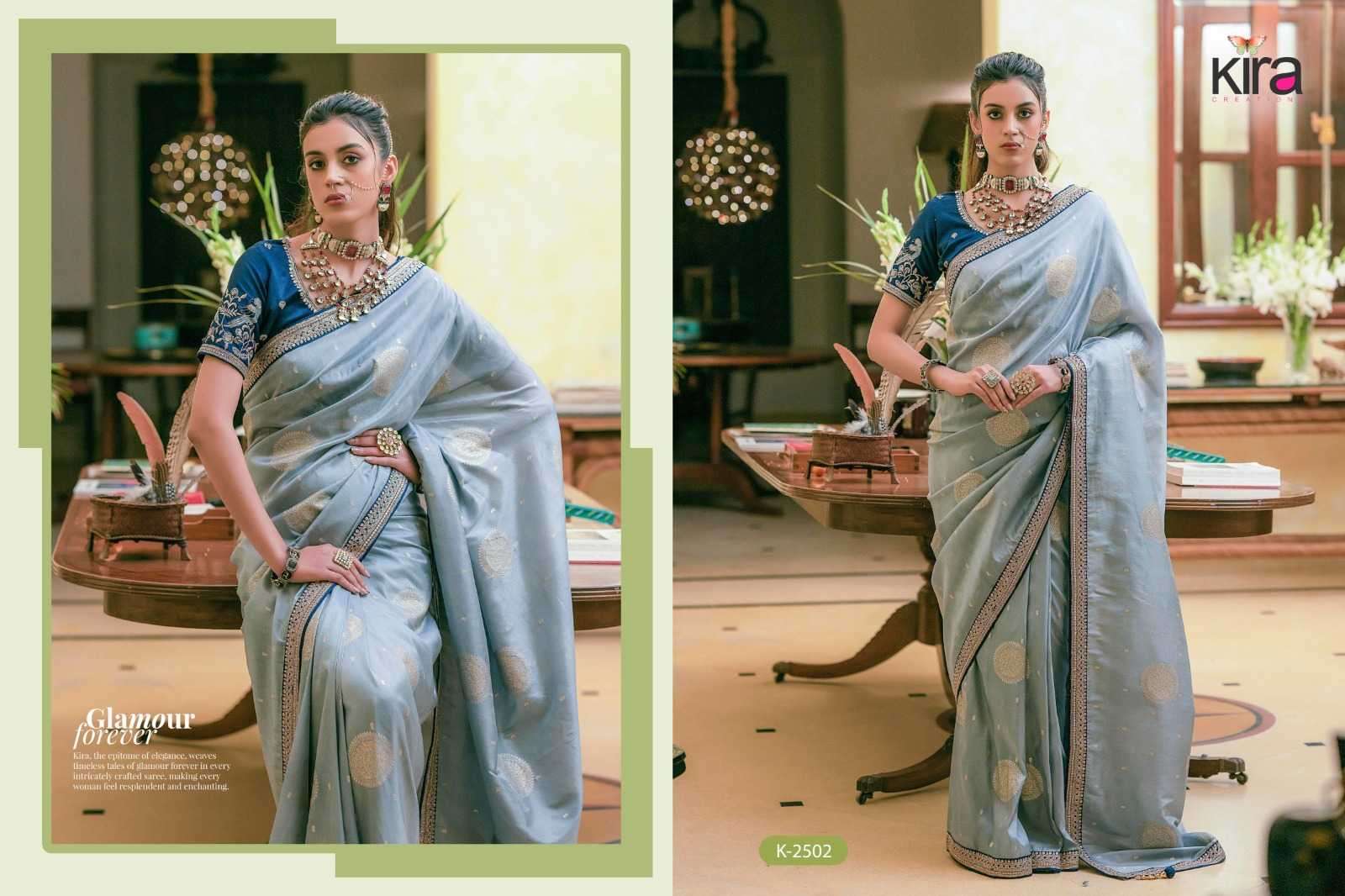 KIRA PRESENTS KHWAHISH 2501-2506 SILK DESIGNER PARTY WEAR SAREE FOR WOMEN CATALOG WHOLESALER AND EXDPRTER IN SURAT