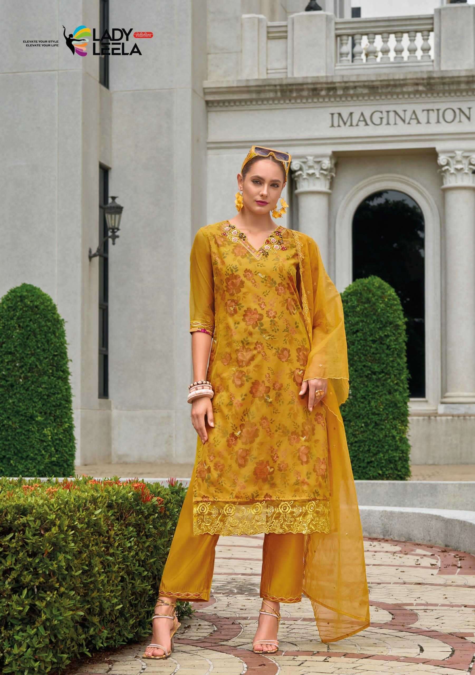 LADY LEELA PRESENTS ALEENA EMBRIODERY ORGANZA READYMADE 3PCS SALWAR SUITS CATALOG WHOLESALER  AND EXPORTER 