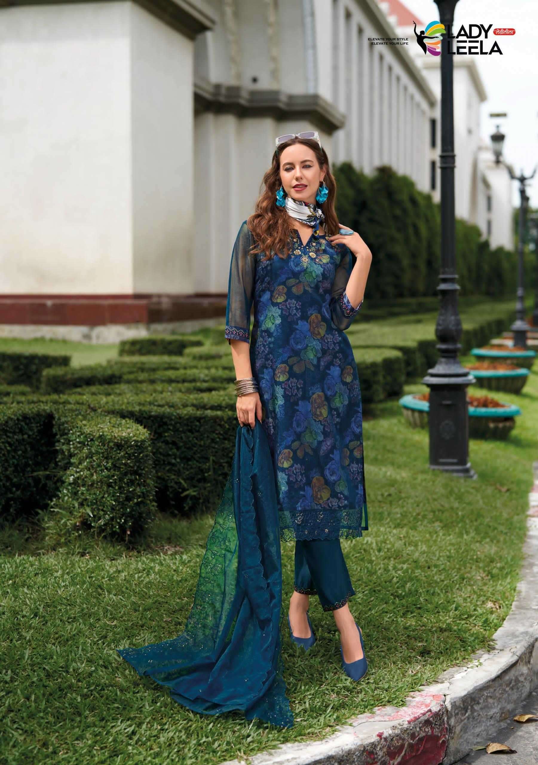 LADY LEELA PRESENTS ALEENA EMBRIODERY ORGANZA READYMADE 3PCS SALWAR SUITS CATALOG WHOLESALER  AND EXPORTER 