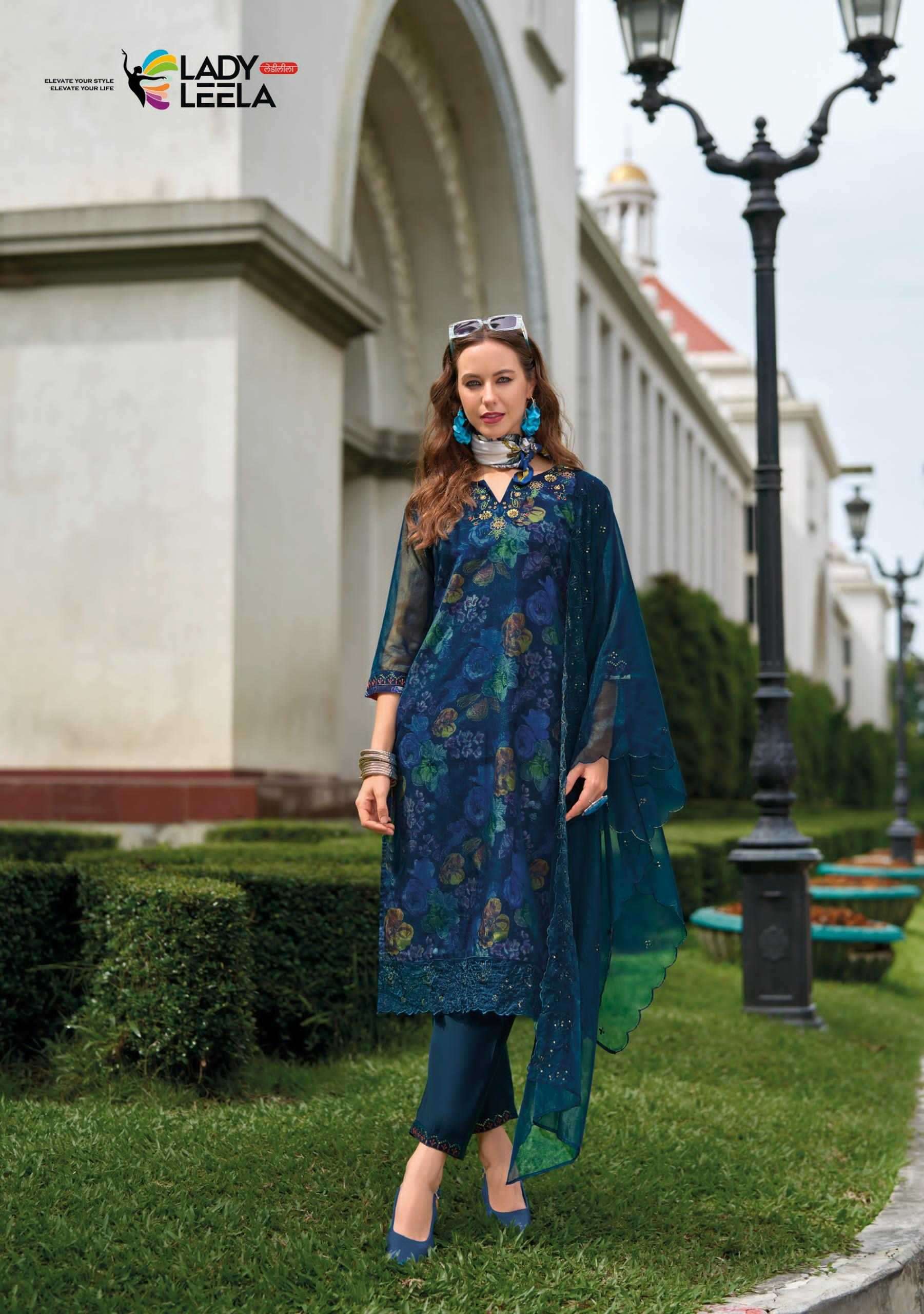 LADY LEELA PRESENTS ALEENA EMBRIODERY ORGANZA READYMADE 3PCS SALWAR SUITS CATALOG WHOLESALER  AND EXPORTER 