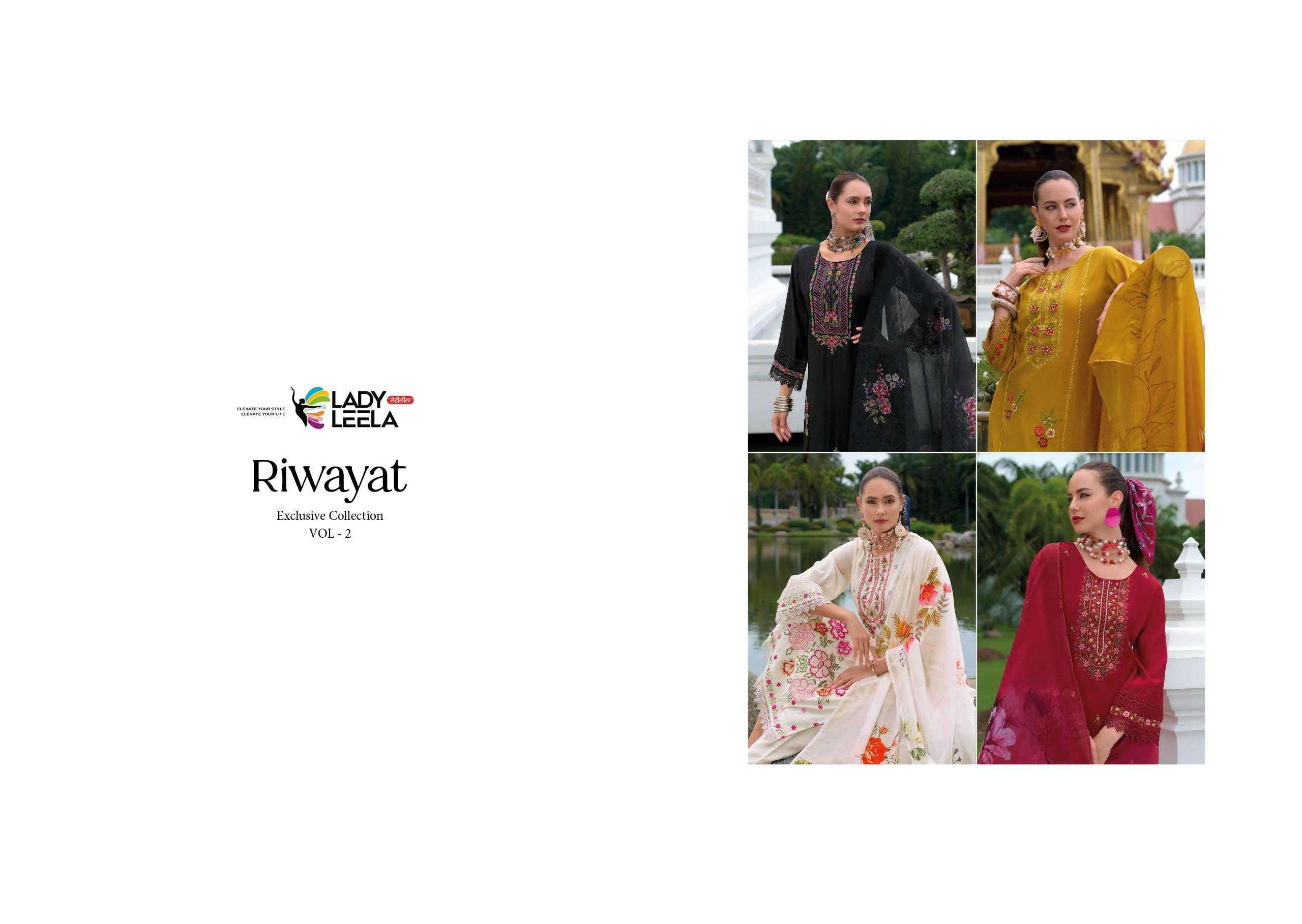 LADY LEELA PRESENTS RIWAYAT VOL-2 VISCOSE SILK READYMADE TRENDY 3PCS SALWAR SUITS CATALOG WHOLESALER AND EXPORTER IN SURAT