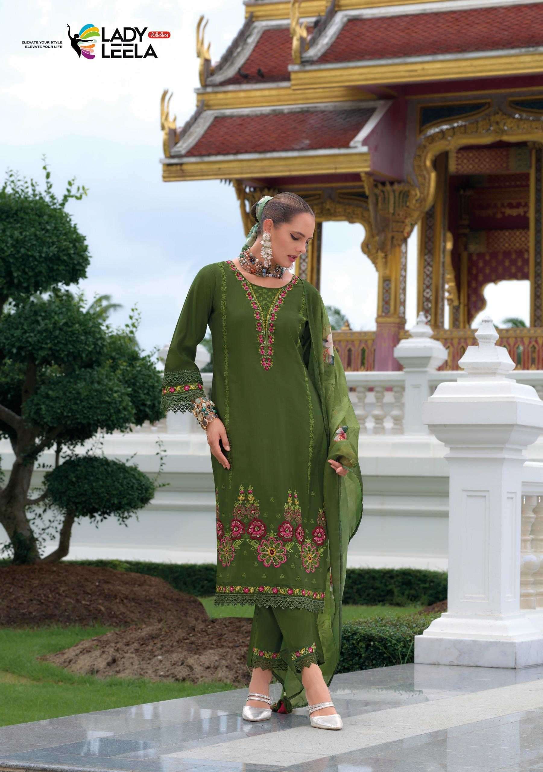 LADY LEELA PRESENTS RIWAYAT VOL-2 VISCOSE SILK READYMADE TRENDY 3PCS SALWAR SUITS CATALOG WHOLESALER AND EXPORTER IN SURAT