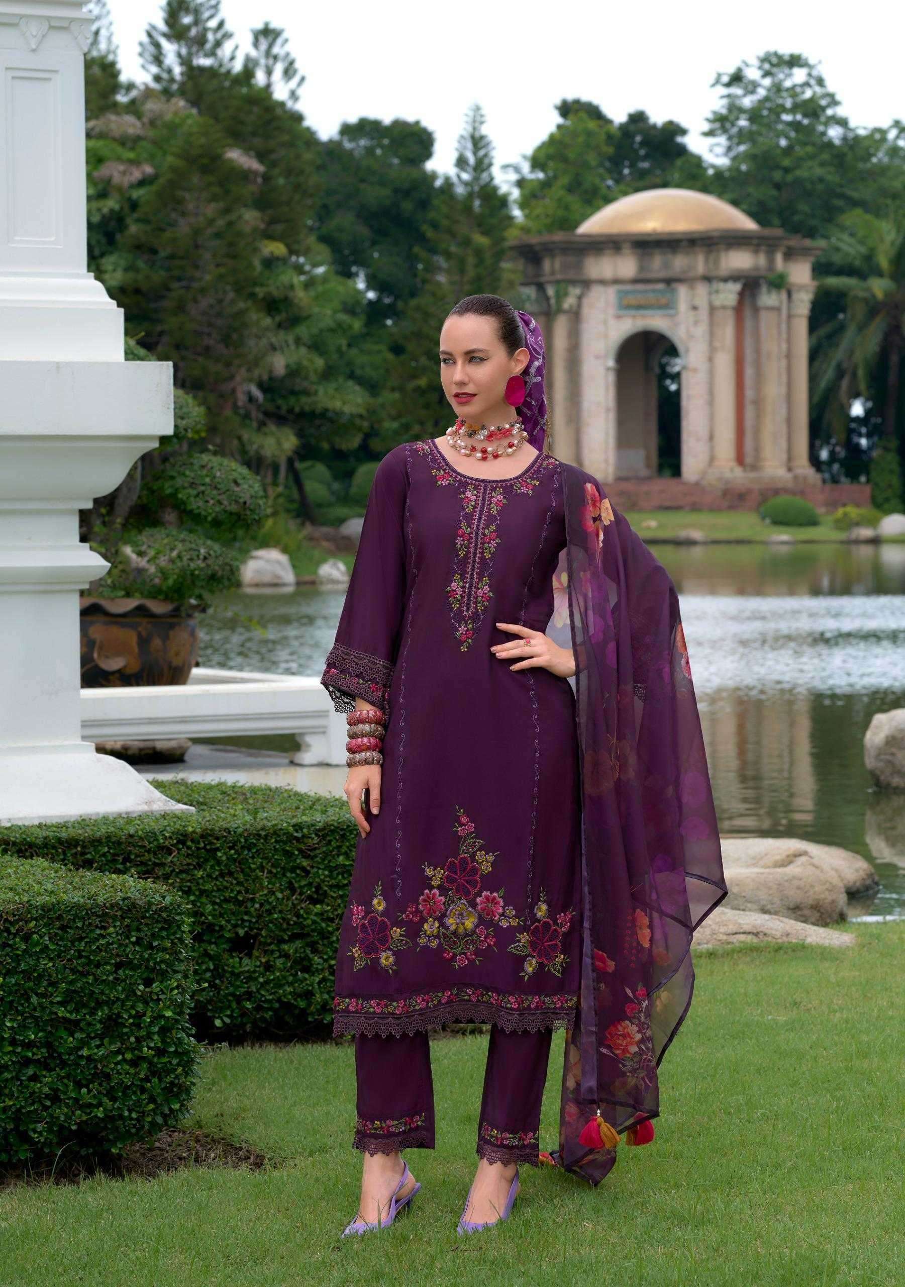 LADY LEELA PRESENTS RIWAYAT VOL-2 VISCOSE SILK READYMADE TRENDY 3PCS SALWAR SUITS CATALOG WHOLESALER AND EXPORTER IN SURAT