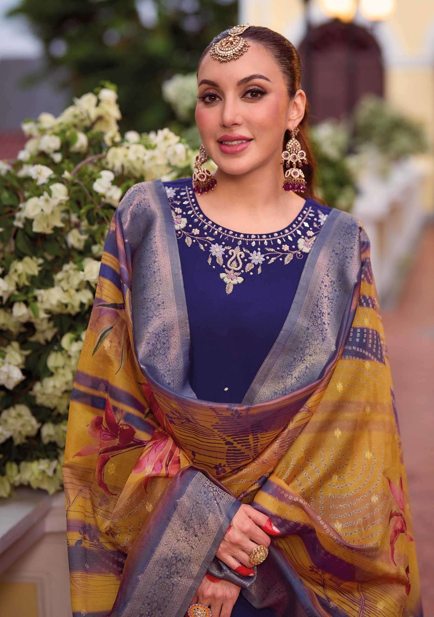 LADY LEELA PRESENTS SUHAGAN READYMADE VISCOSE OCCASION WEAR KARWA SPECIAL SUIT CATALOG WHOLESALER AND EXPORTER IN SURAT