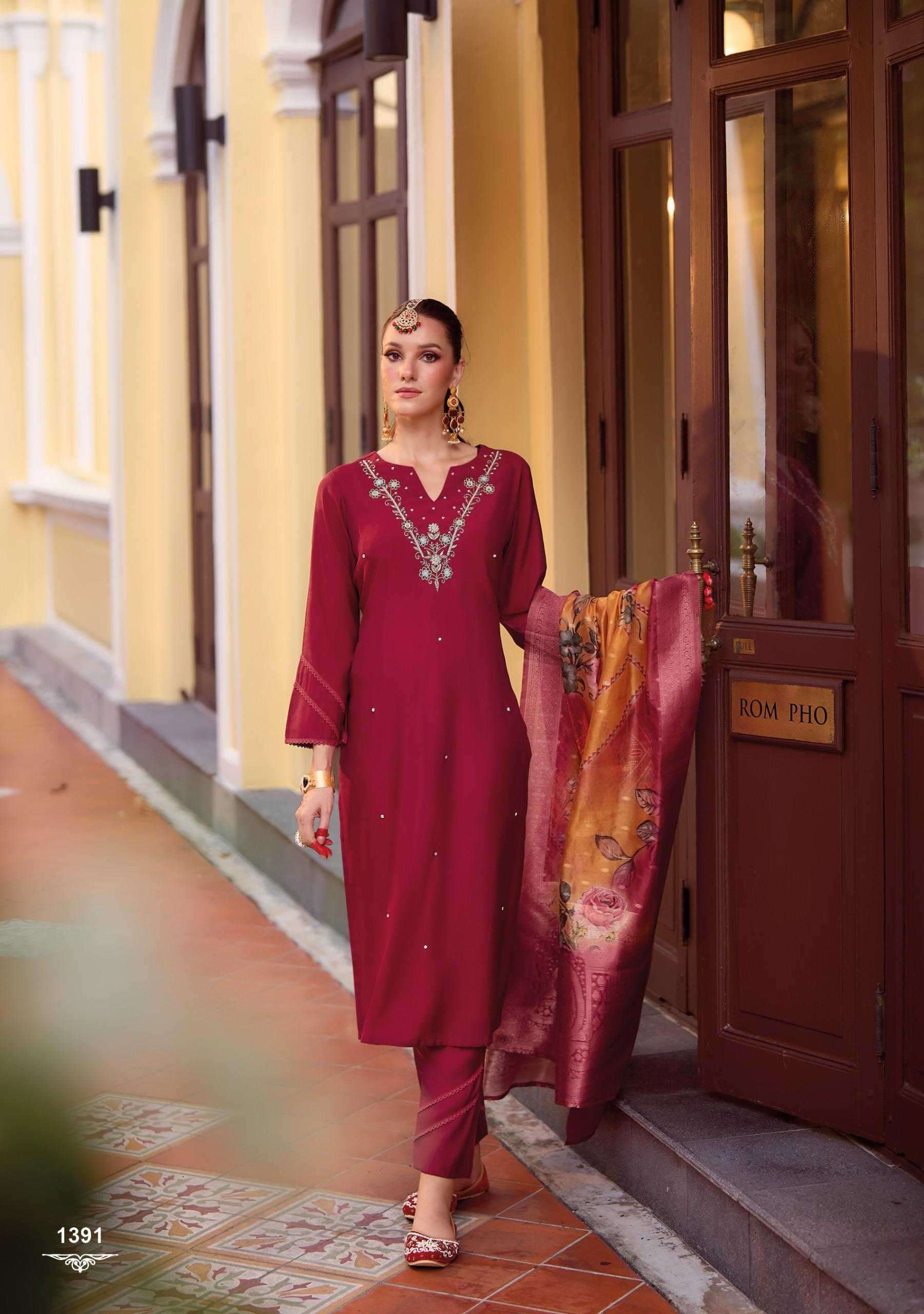 LADY LEELA PRESENTS SUHAGAN READYMADE VISCOSE OCCASION WEAR KARWA SPECIAL SUIT CATALOG WHOLESALER AND EXPORTER IN SURAT