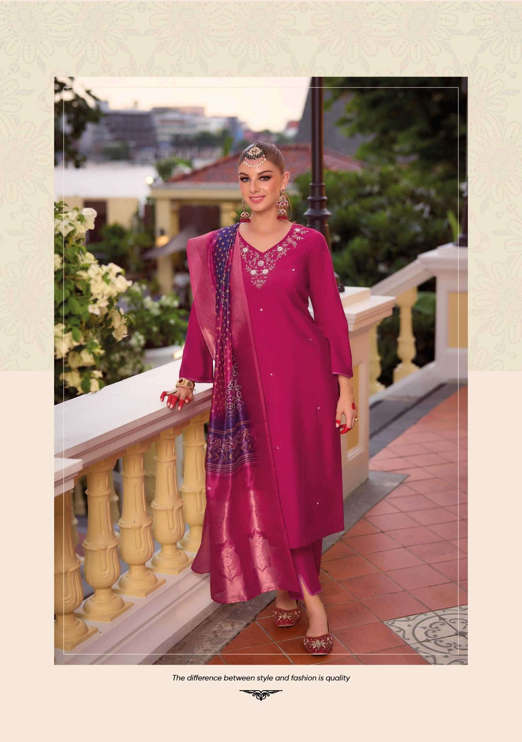 LADY LEELA PRESENTS SUHAGAN READYMADE VISCOSE OCCASION WEAR KARWA SPECIAL SUIT CATALOG WHOLESALER AND EXPORTER IN SURAT