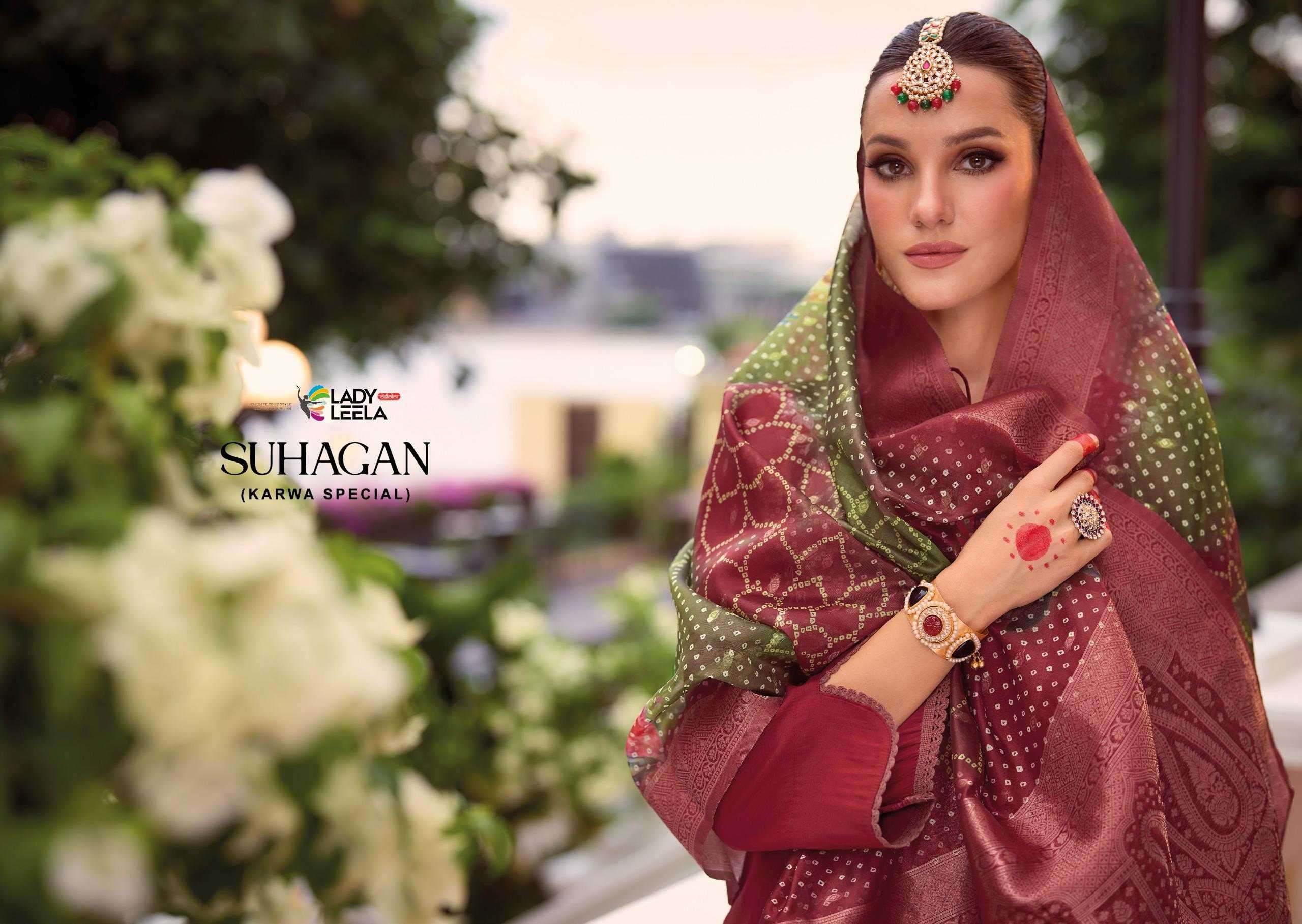 LADY LEELA PRESENTS SUHAGAN READYMADE VISCOSE OCCASION WEAR KARWA SPECIAL SUIT CATALOG WHOLESALER AND EXPORTER IN SURAT