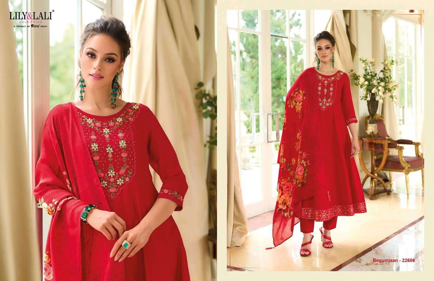 LILY & LALI PRESENTS BEGUM JAAN ANARKALI STYLE VICHITRA SILK FULL STITCH PARTY WEAR SUIT CATALOG WHOLESALER AND EXPORTER 