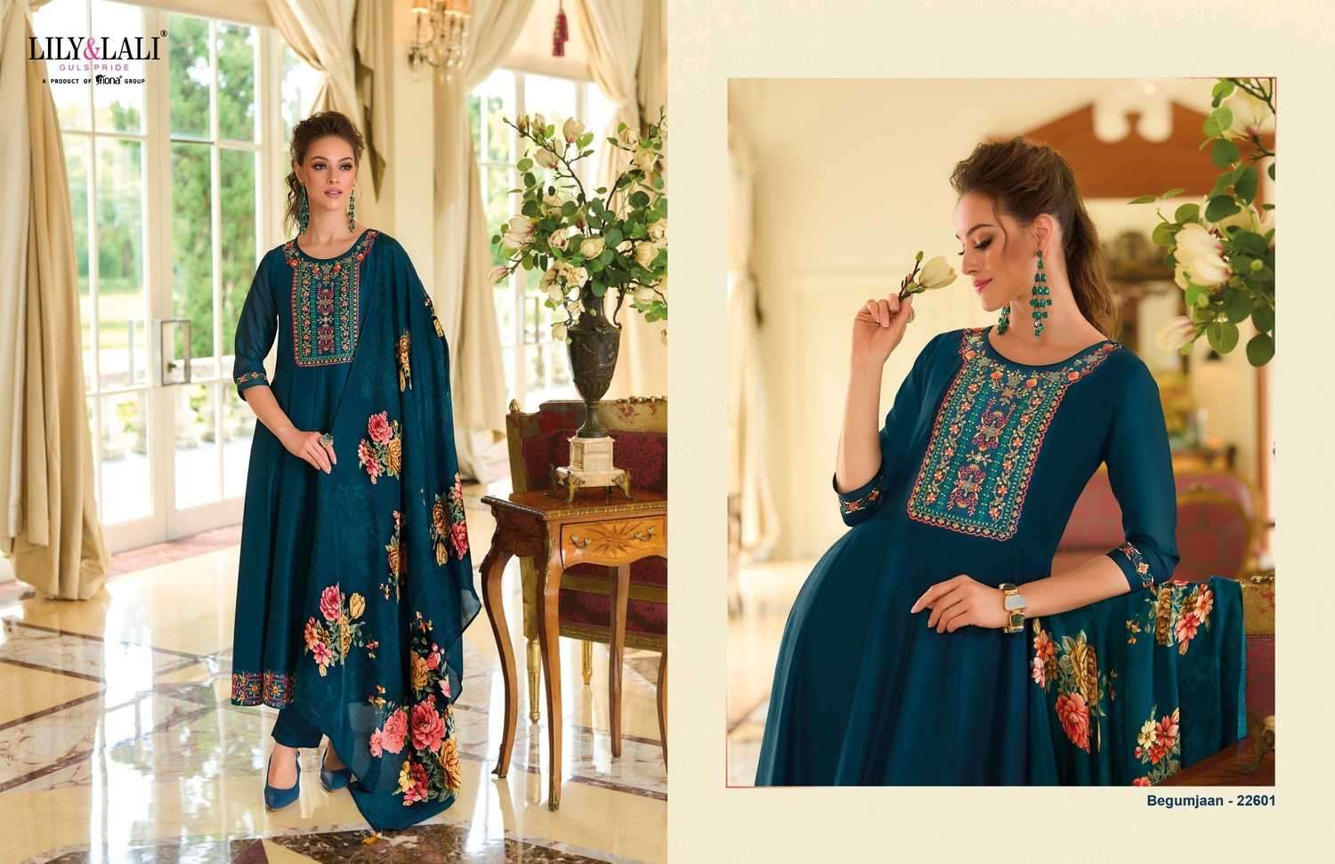 LILY & LALI PRESENTS BEGUM JAAN ANARKALI STYLE VICHITRA SILK FULL STITCH PARTY WEAR SUIT CATALOG WHOLESALER AND EXPORTER 
