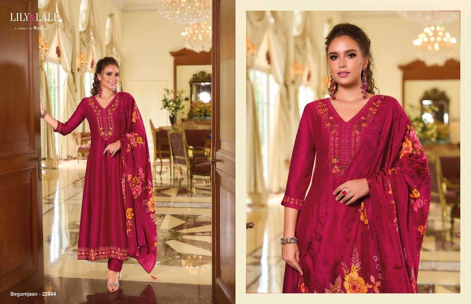 LILY & LALI PRESENTS BEGUM JAAN ANARKALI STYLE VICHITRA SILK FULL STITCH PARTY WEAR SUIT CATALOG WHOLESALER AND EXPORTER 