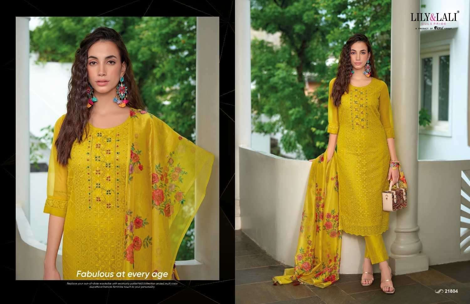 LILY & LALI PRESENTS CHIKANKARI VOL-3 ORGANZA HANDWORK READYMADE SUITS CATALOG WHOLESALER AND EXPORTER IN SURAT