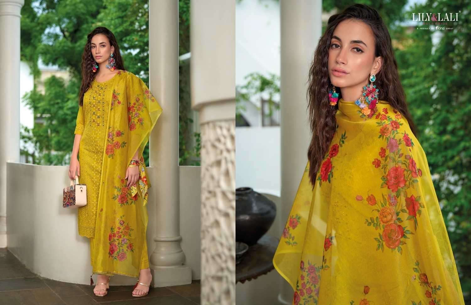 LILY & LALI PRESENTS CHIKANKARI VOL-3 ORGANZA HANDWORK READYMADE SUITS CATALOG WHOLESALER AND EXPORTER IN SURAT