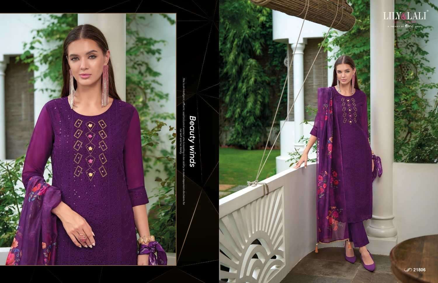 LILY & LALI PRESENTS CHIKANKARI VOL-3 ORGANZA HANDWORK READYMADE SUITS CATALOG WHOLESALER AND EXPORTER IN SURAT
